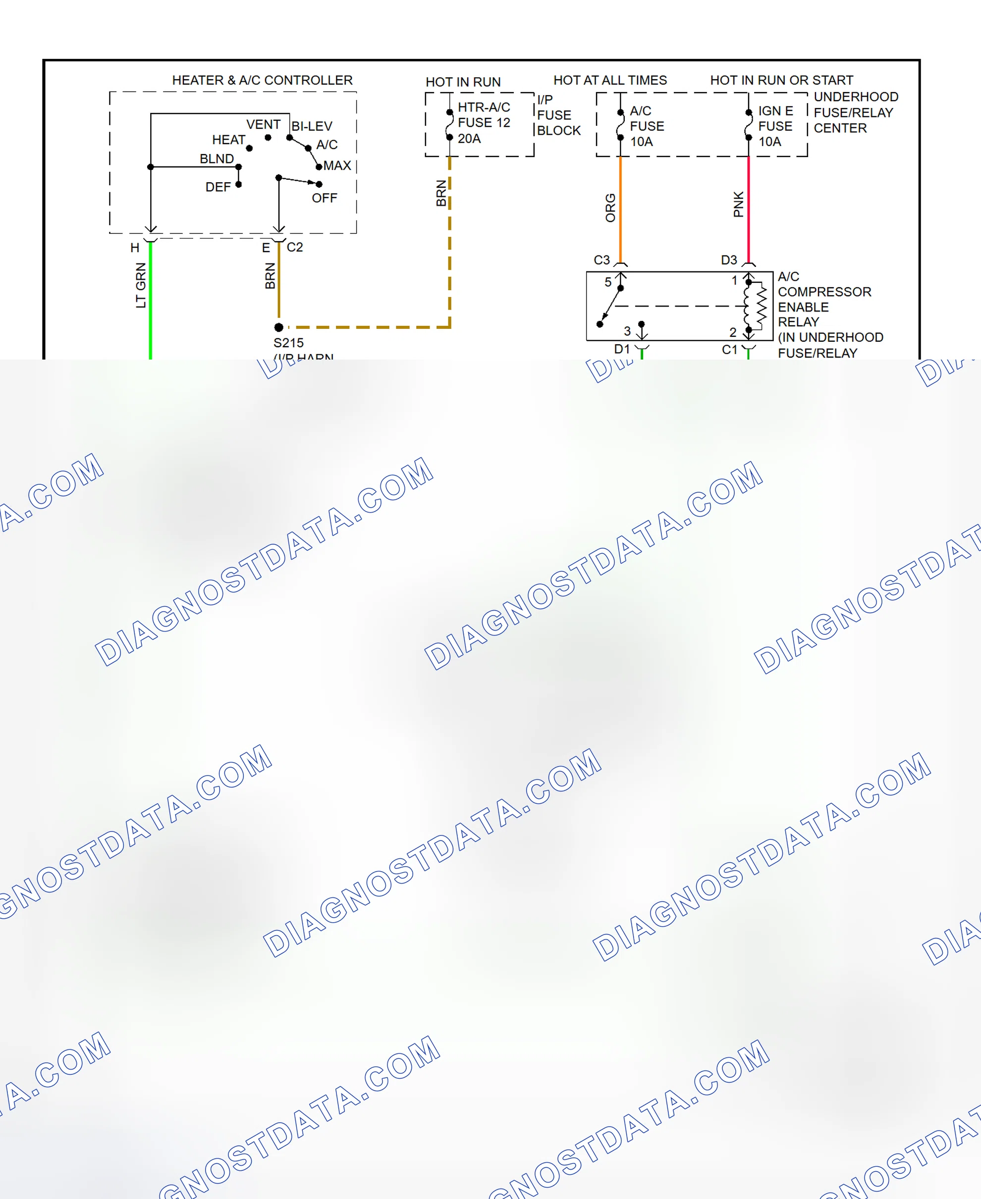 Scheme 24: A/C Compressor Clutch Control Circuit Wiring Diagram (2000 Express & Savana - Diesel Engine)