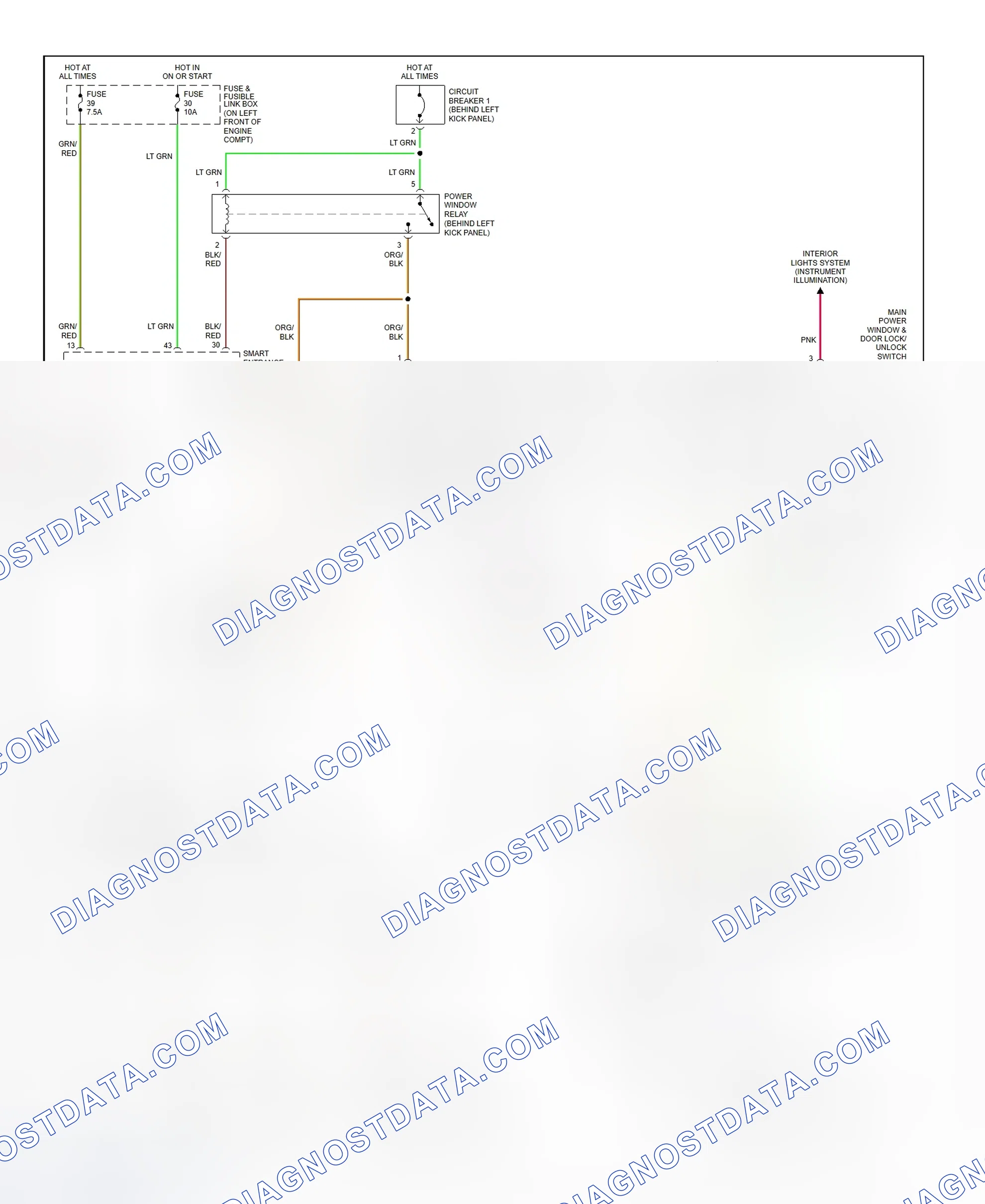 Fig. 5: Power Window System Wiring Diagram (Quest)