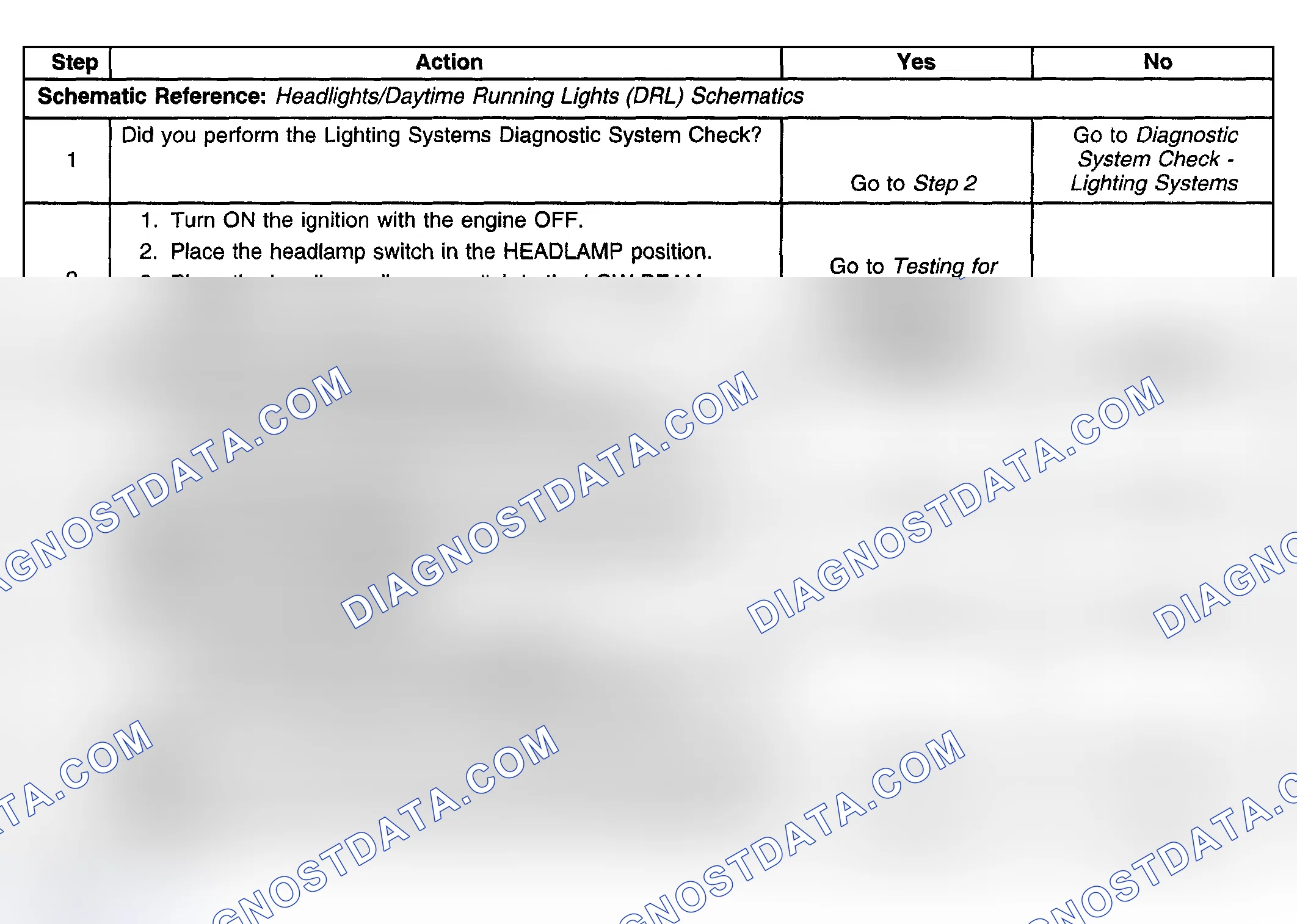 Scheme 210: Headlamps Inoperative - Low Beams (Domestic, Europe and Japan)
