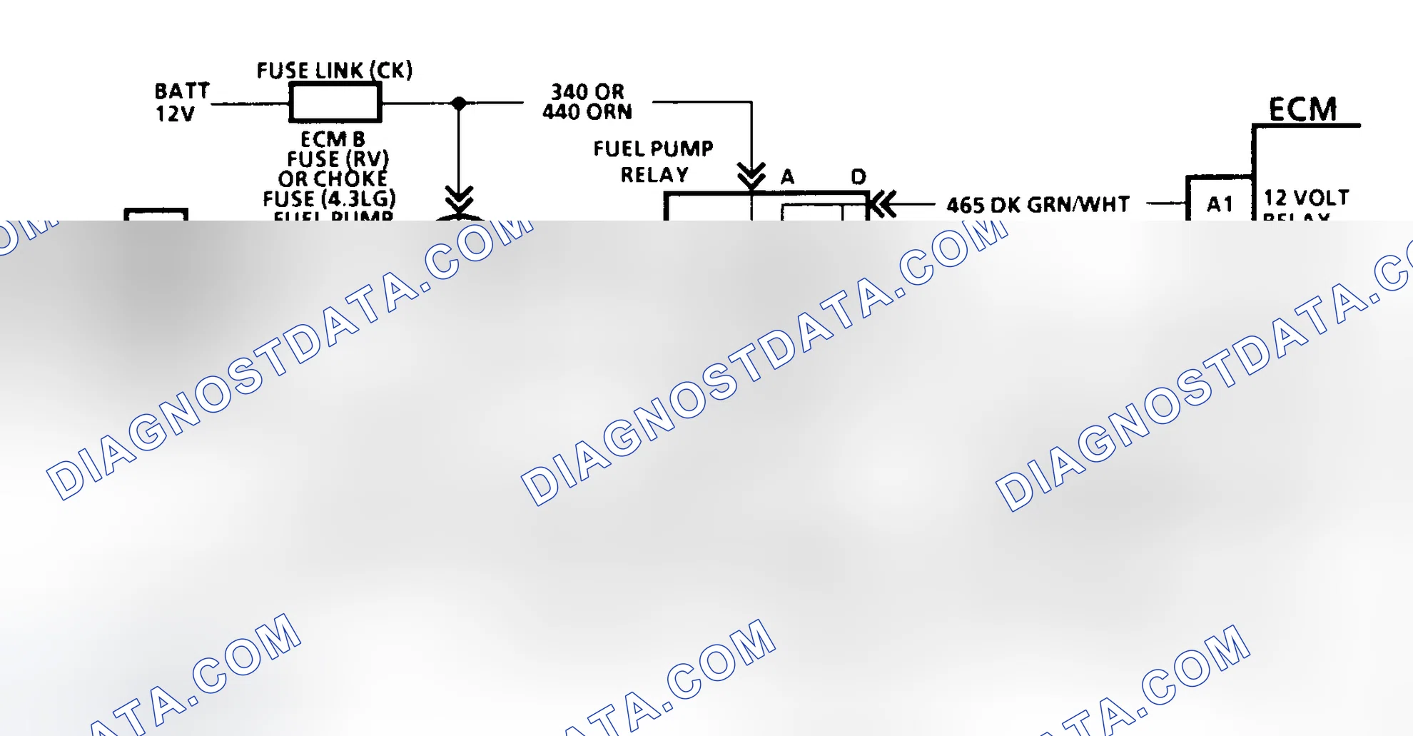 Scheme 139: Code 54 Schematic (C, K, R, V, G, & P Series W/O 4L80-E Trans) Fuel Pump Circuit
