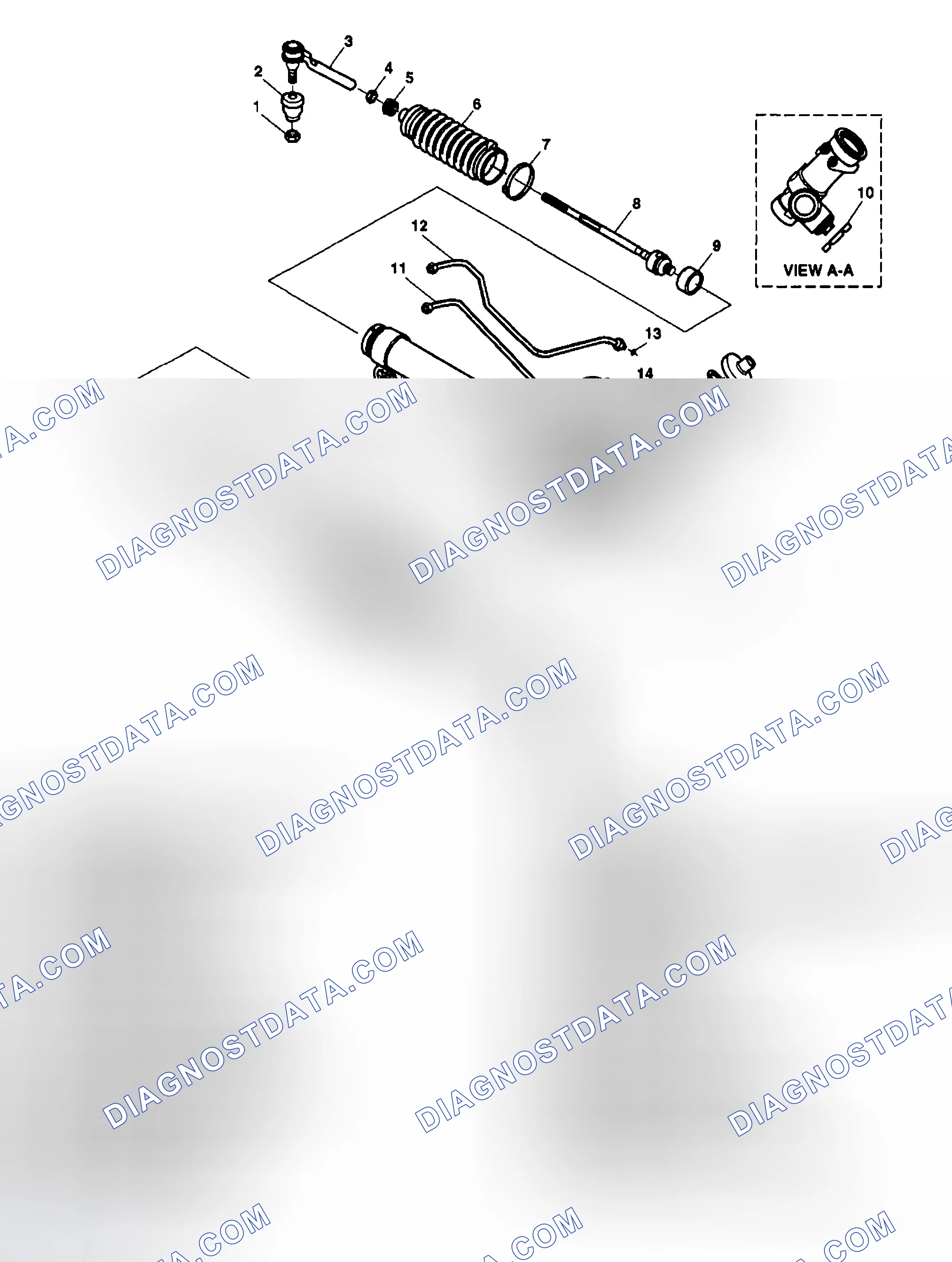 Scheme 2: Power Steering Gear Disassembled View (Rack and Pinion)