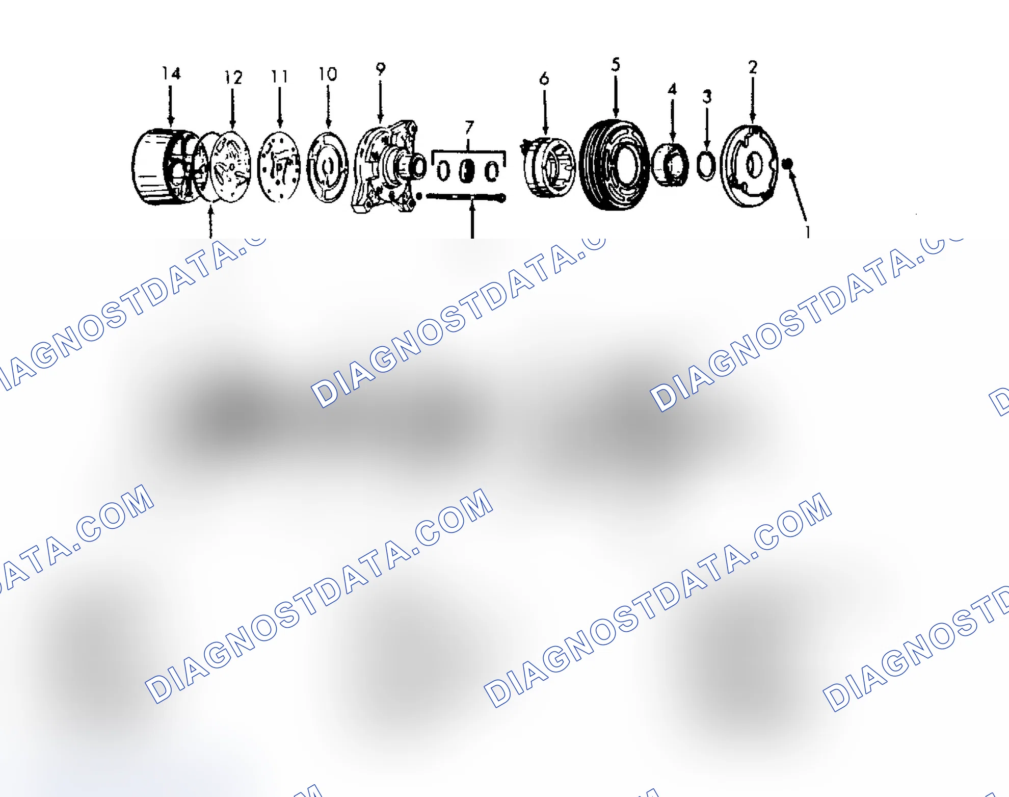 Scheme 6: Exploded View of Harrison HR-6 6-Cylinder Compressor