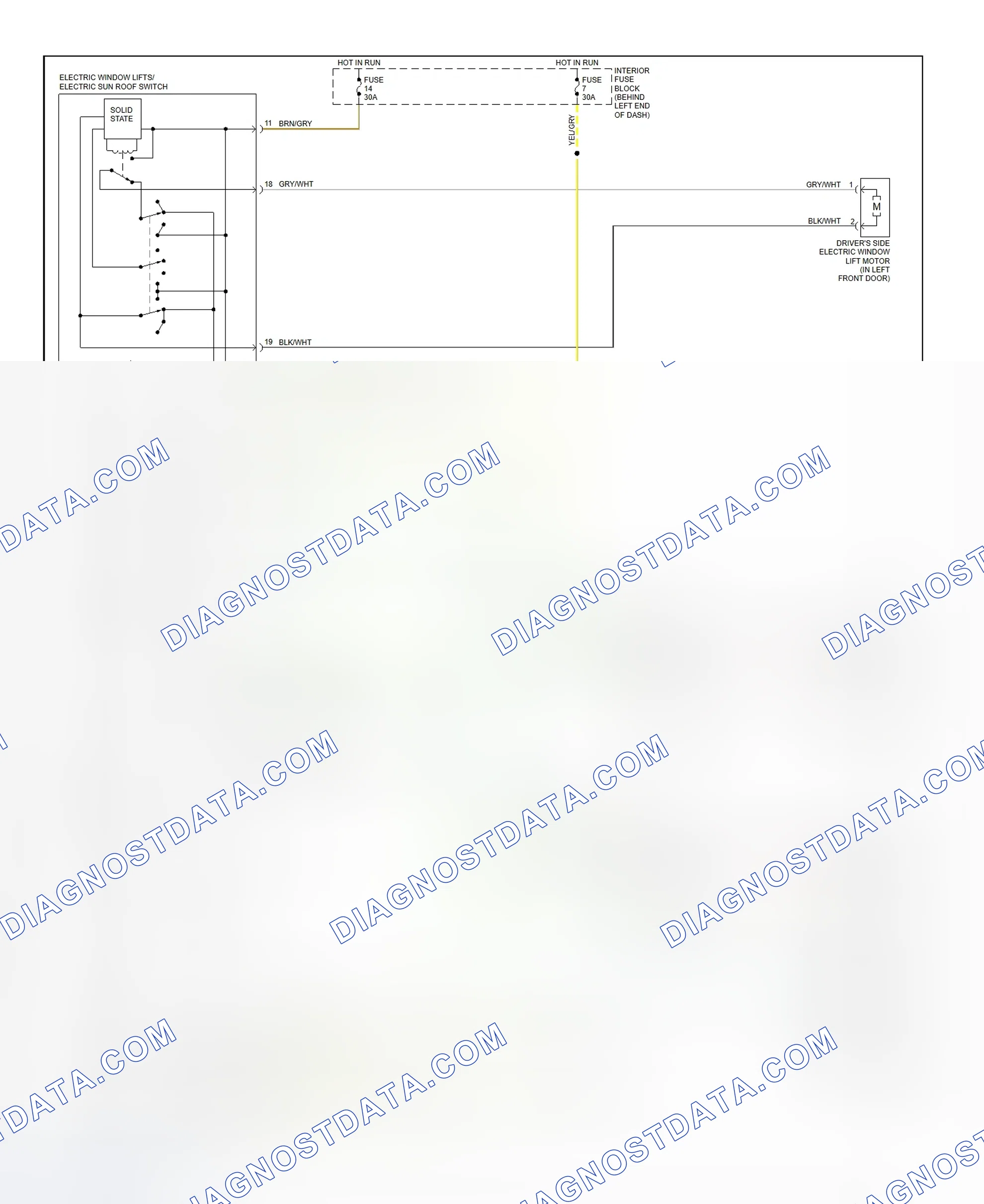 Scheme 6: Power Window System Wiring Diagram (1999 9-3)