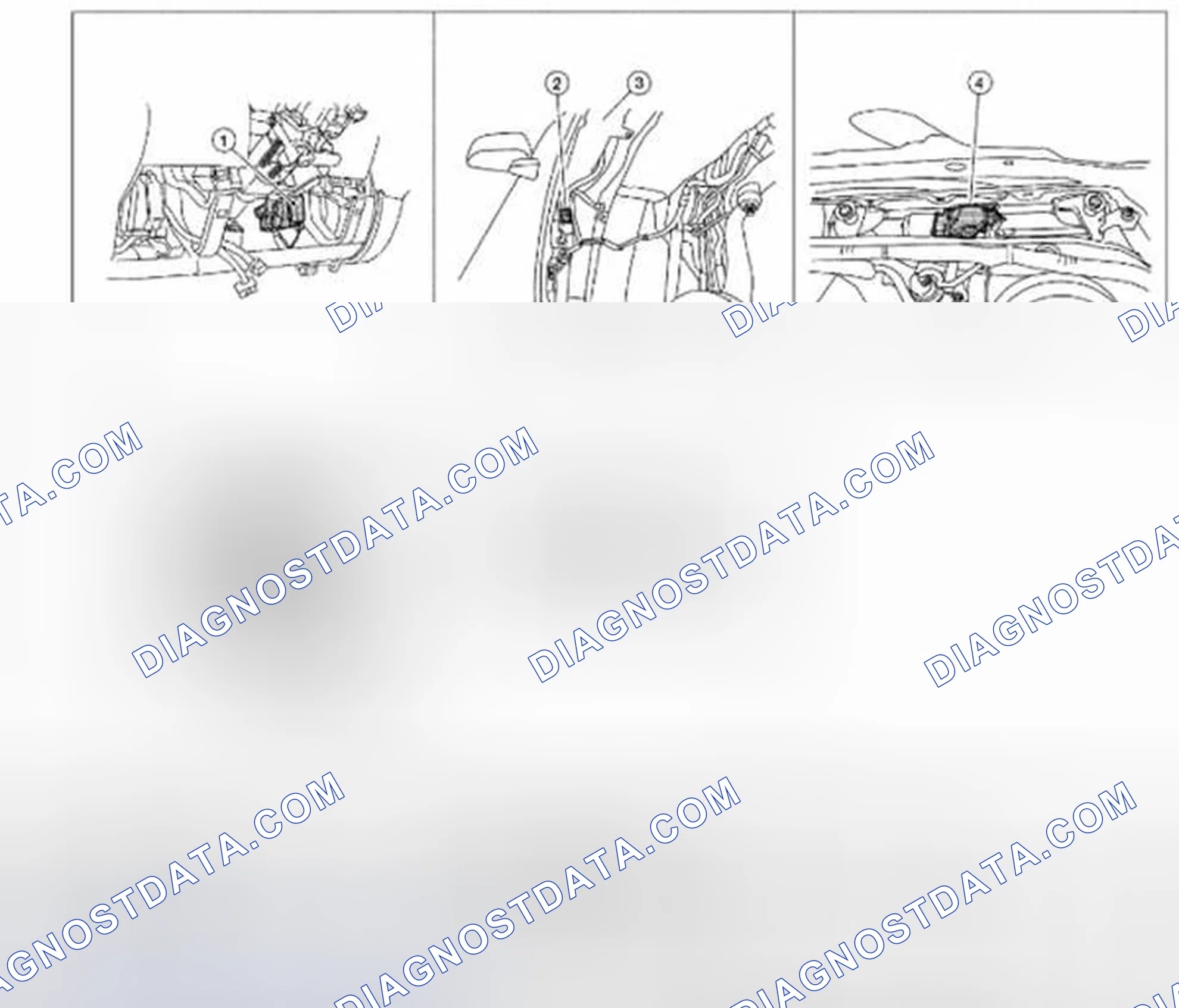 Scheme 4: Front Wiper and Washer System: Component Parts Location