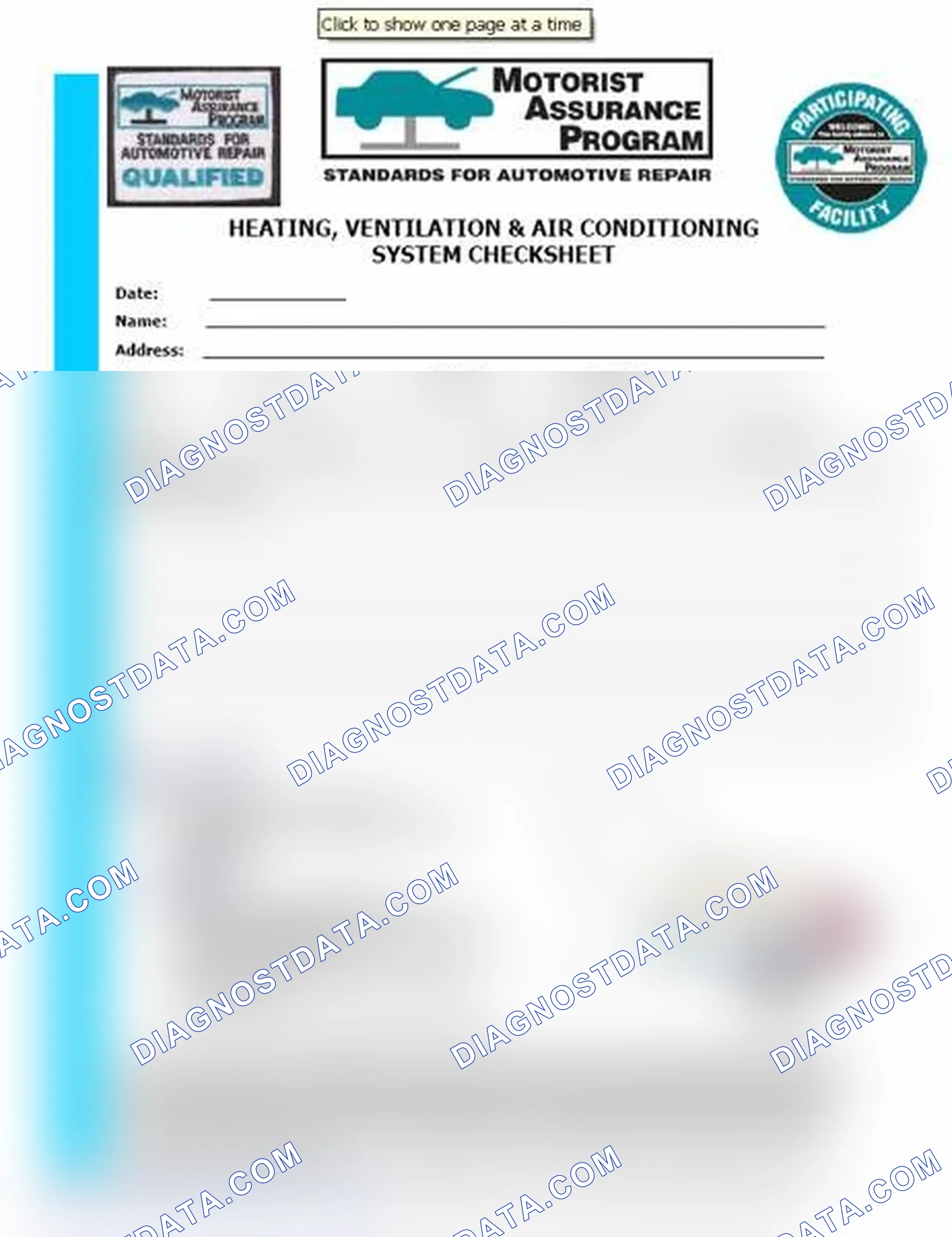 Scheme 15: Heating, Ventilation & Air Conditioning System Checksheet (1 Of 2)