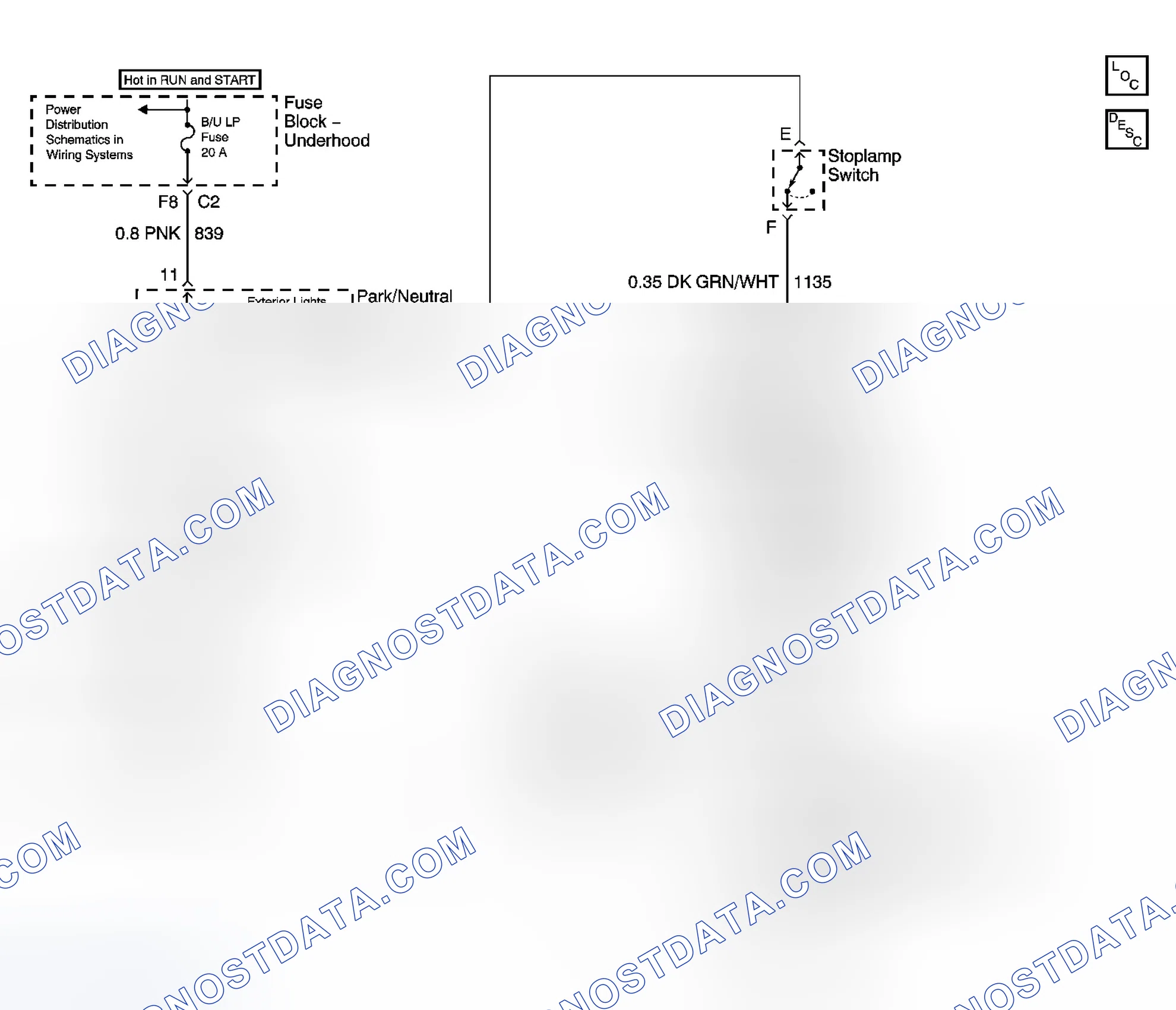 Scheme 598: Automatic Transmission Shift Lock Control Schematics