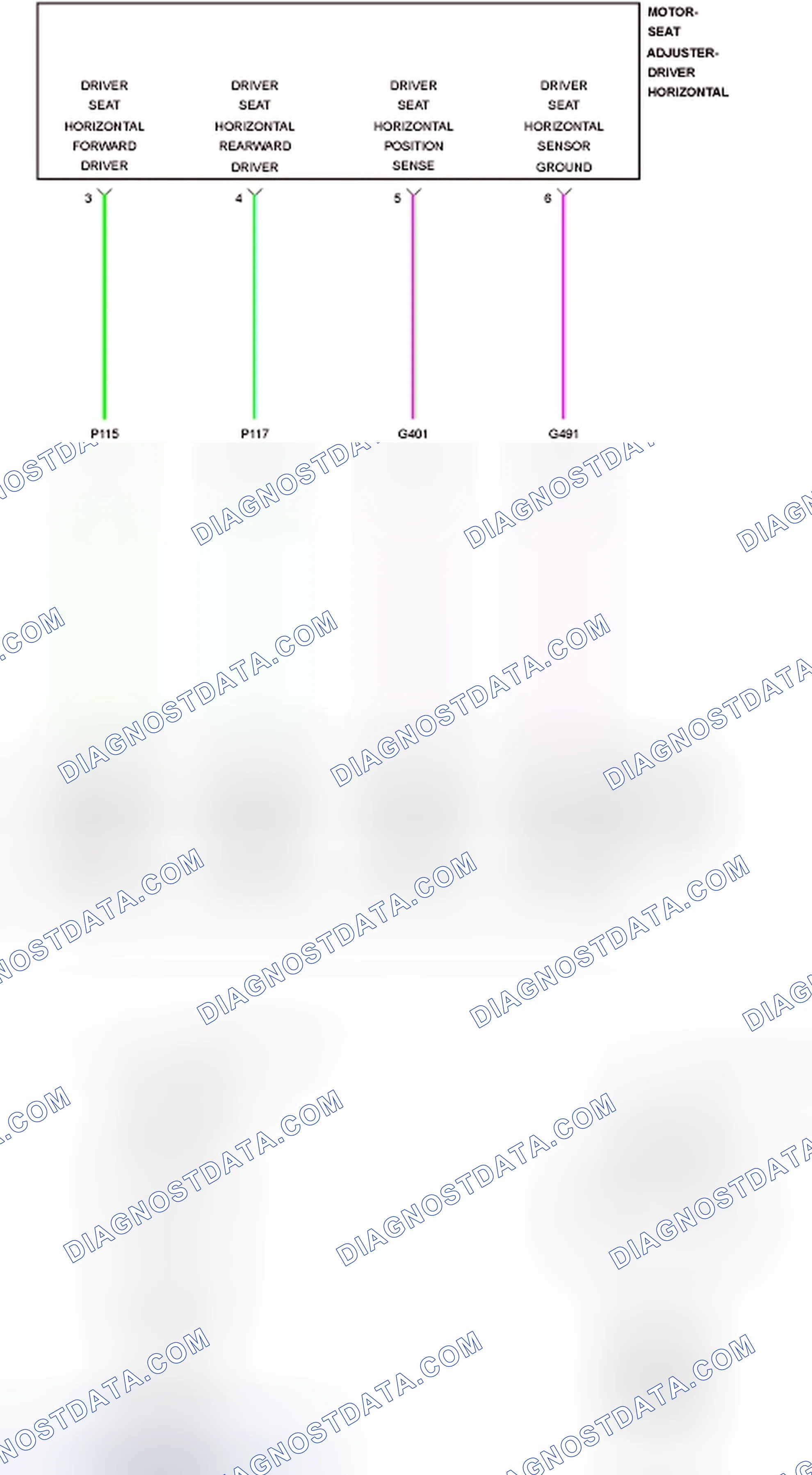 Scheme 206: B1D6D-SEAT HORIZONTAL POSITION SENSOR CIRCUIT LOW