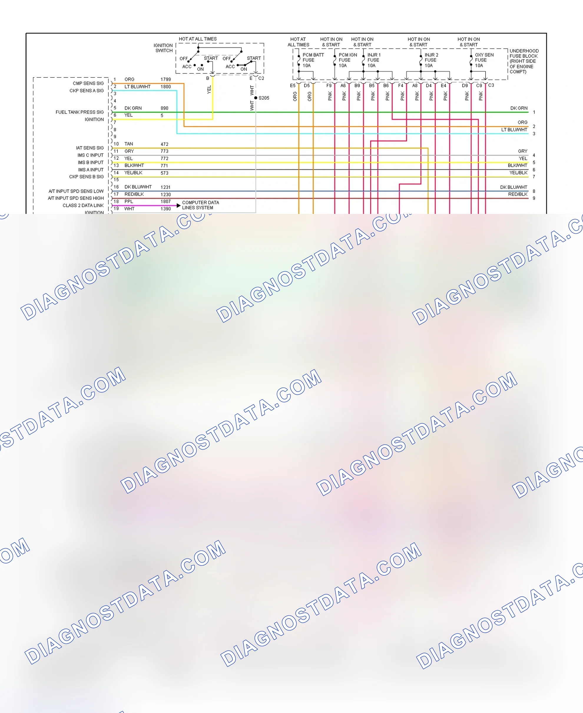Scheme 210: PCM Wiring Diagram (Seville - 4.6L - 1 Of 5)