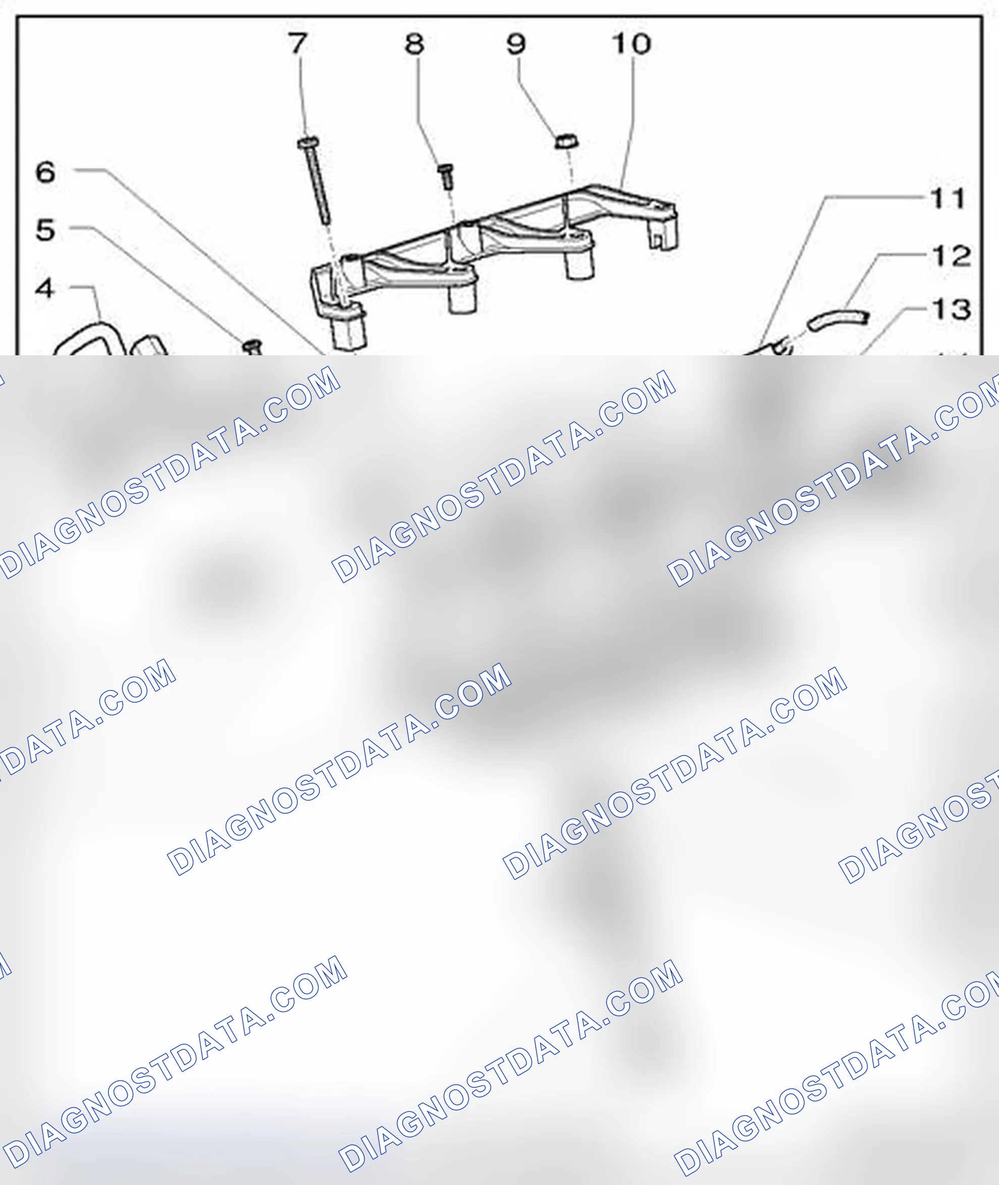 Scheme 721: Intake manifold lower-part, component overview
