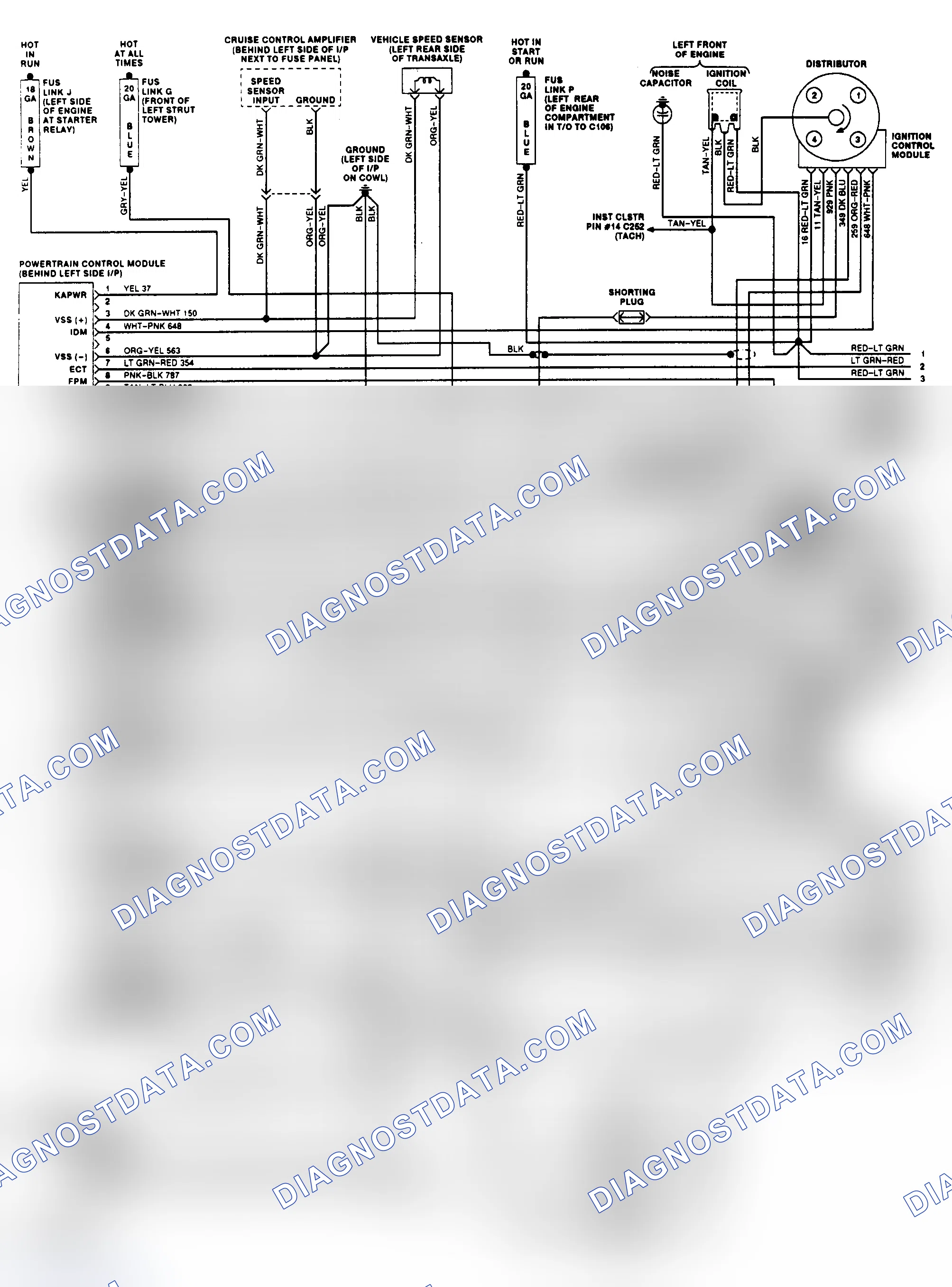 Scheme 152: EEC-IV Wiring Diagram (Tempo/Topaz 2.3L - 1 of 2)