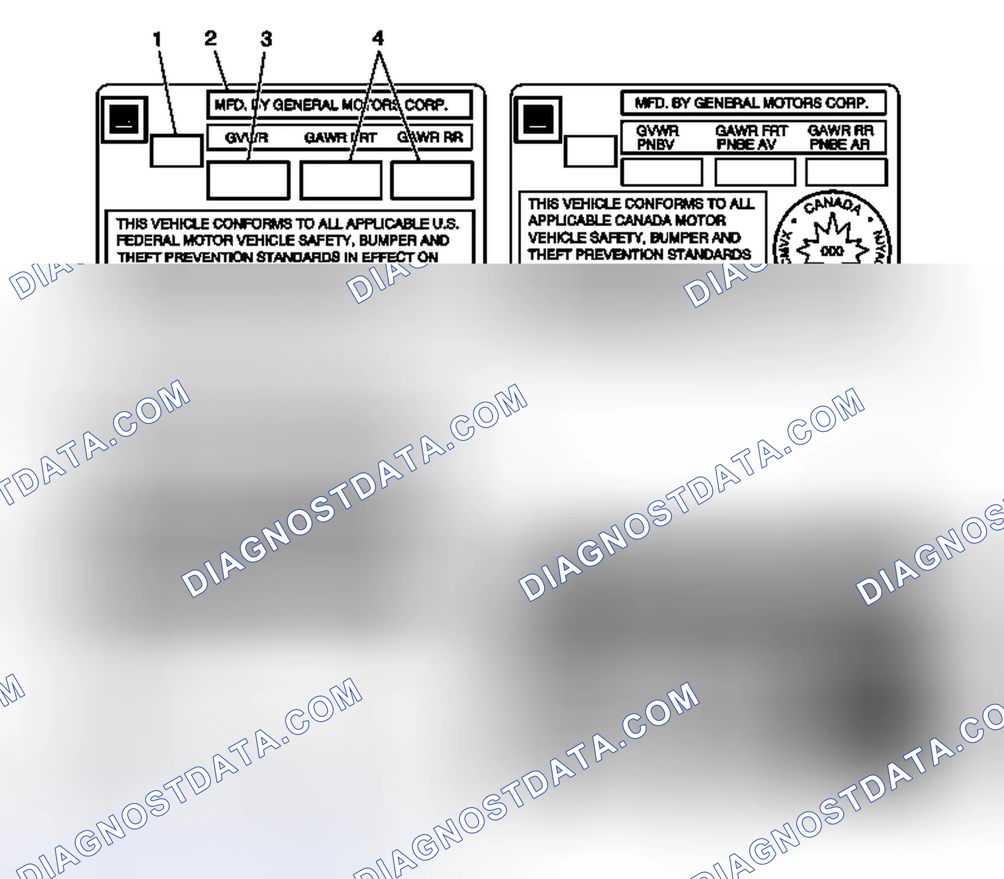 Scheme 1: Vehicle Certification, Tire Placard, Anti-Theft, and Service Parts ID Label