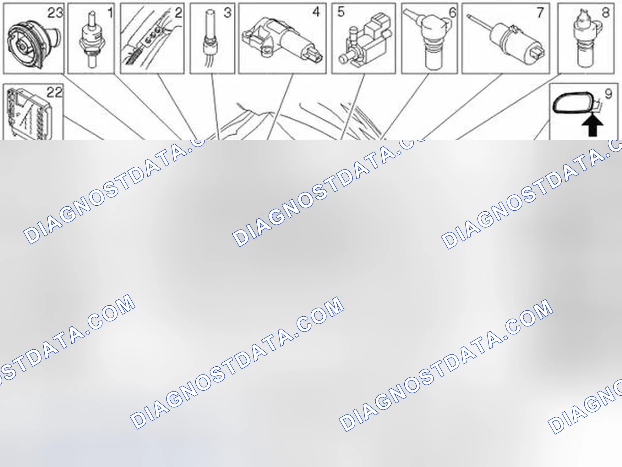 Scheme 138: Location of components, engine compartment