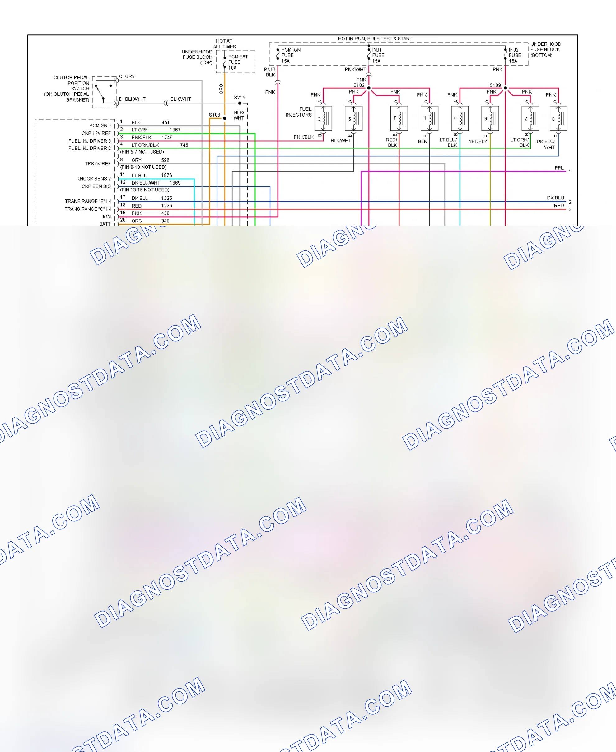 Scheme 98: PCM Wiring Diagram (Camaro & Firebird - 5.7L - 1 Of 4)