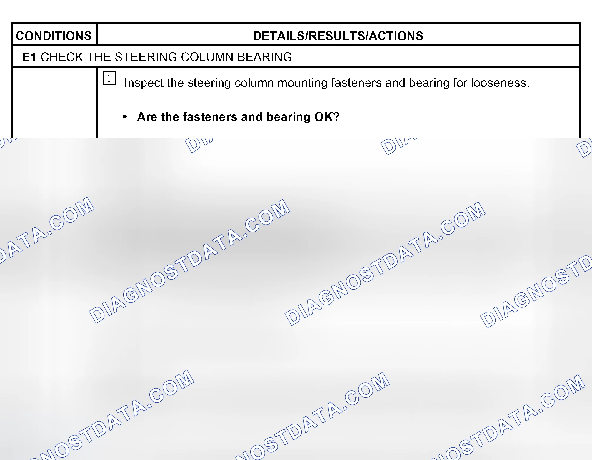 Scheme 11: PINPOINT TEST E: EXCESSIVE STEERING WHEEL PLAY