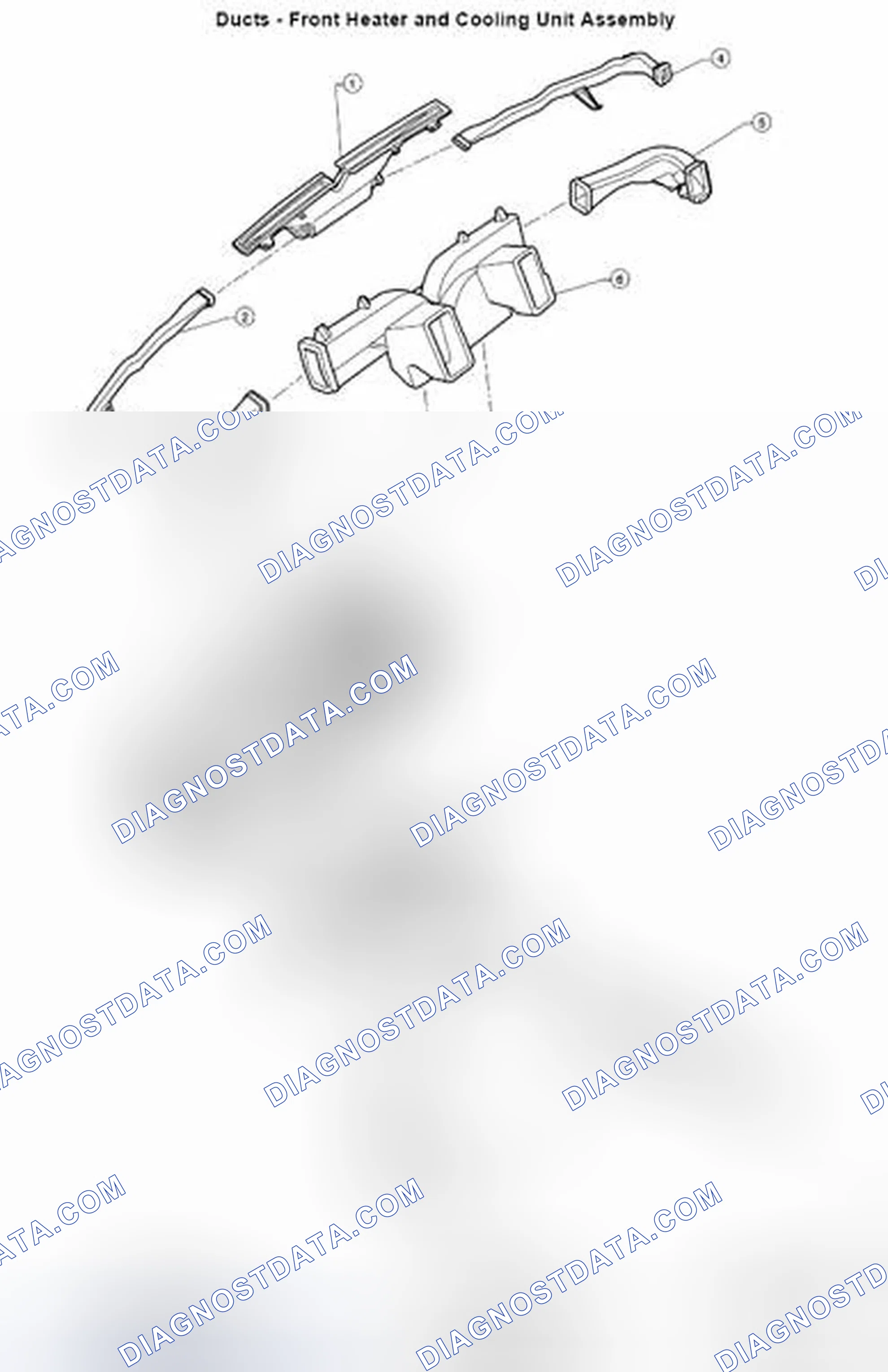 Fig. 186: Identifying Ducts Components (Front Heater And Cooling Unit Assembly)