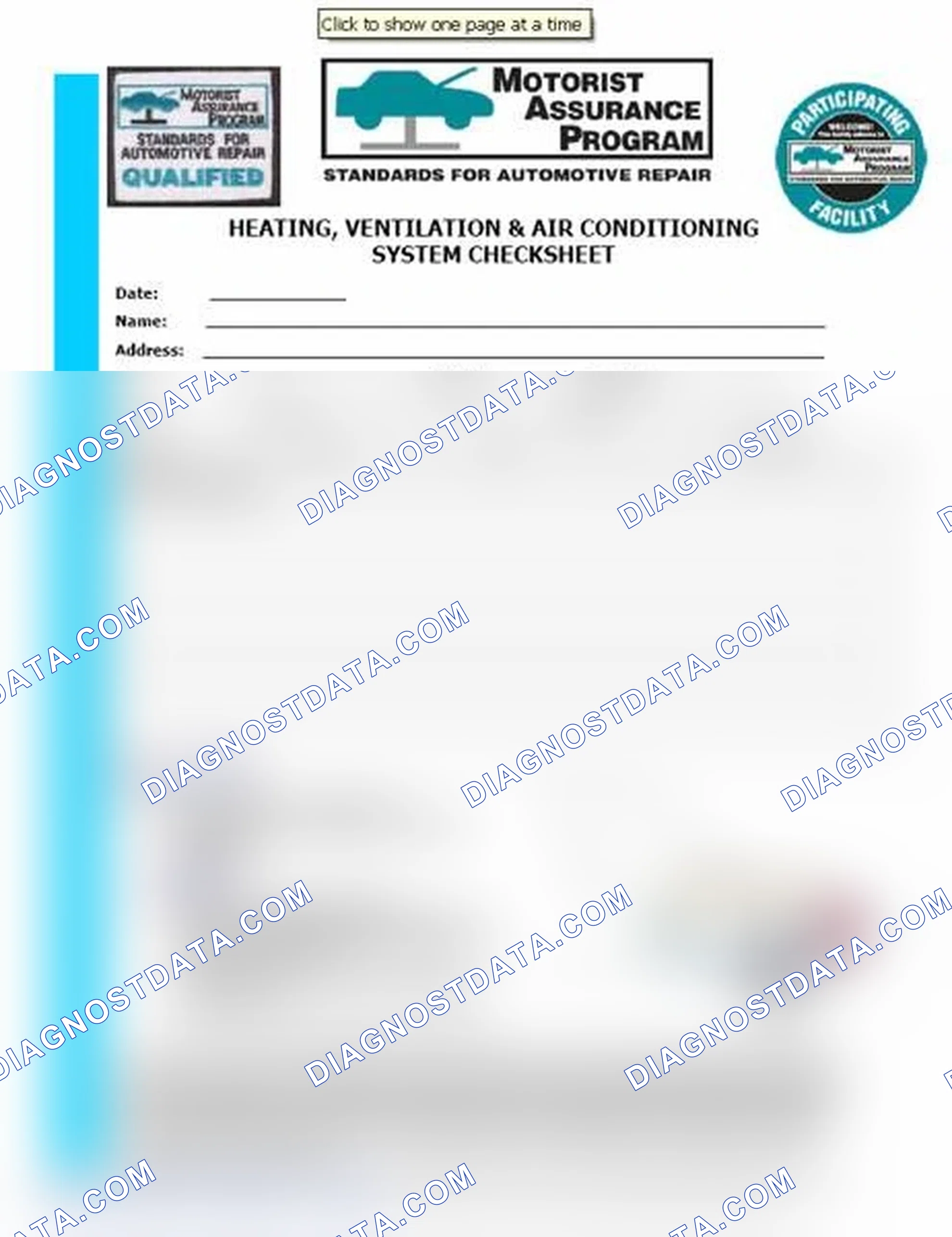 Scheme 15: Heating, Ventilation & Air Conditioning System Checksheet (1 Of 2)