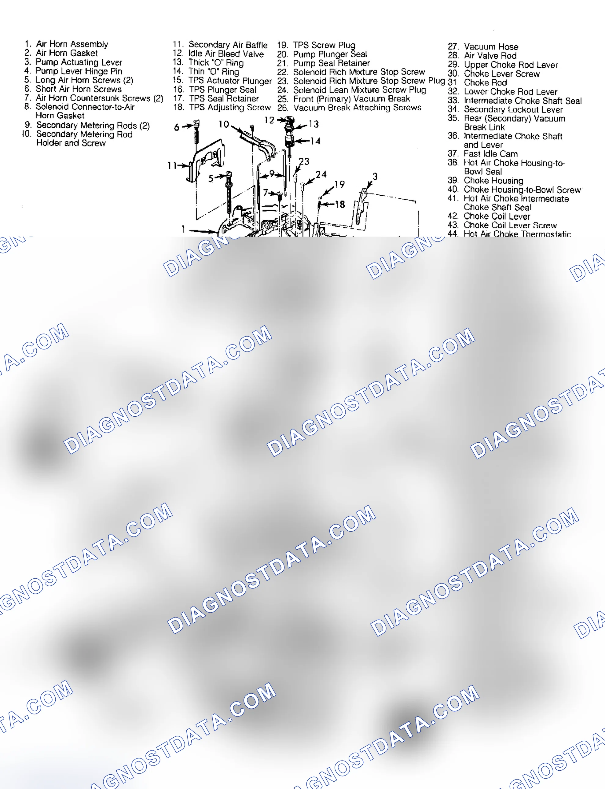 Scheme 46: Exploded View of Rochester E4MC & E4ME Carburetor