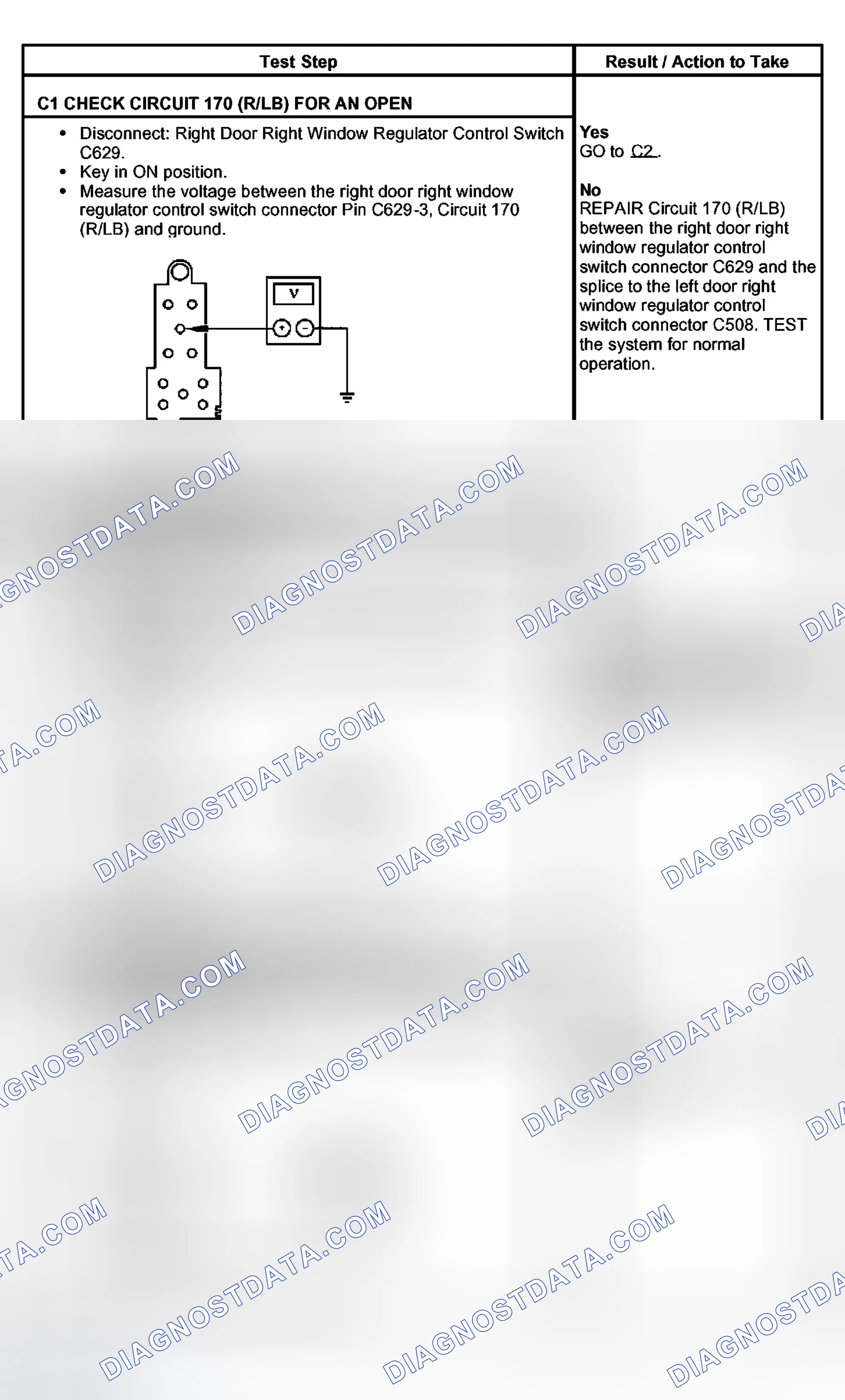 Scheme 7: PINPOINT TEST C: SINGLE POWER WINDOW IS INOPERATIVE (RH)