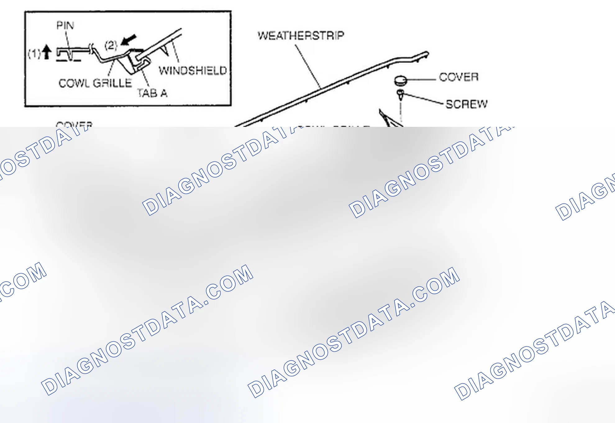 Scheme 56: COWL GRILLE REMOVAL/INSTALLATION