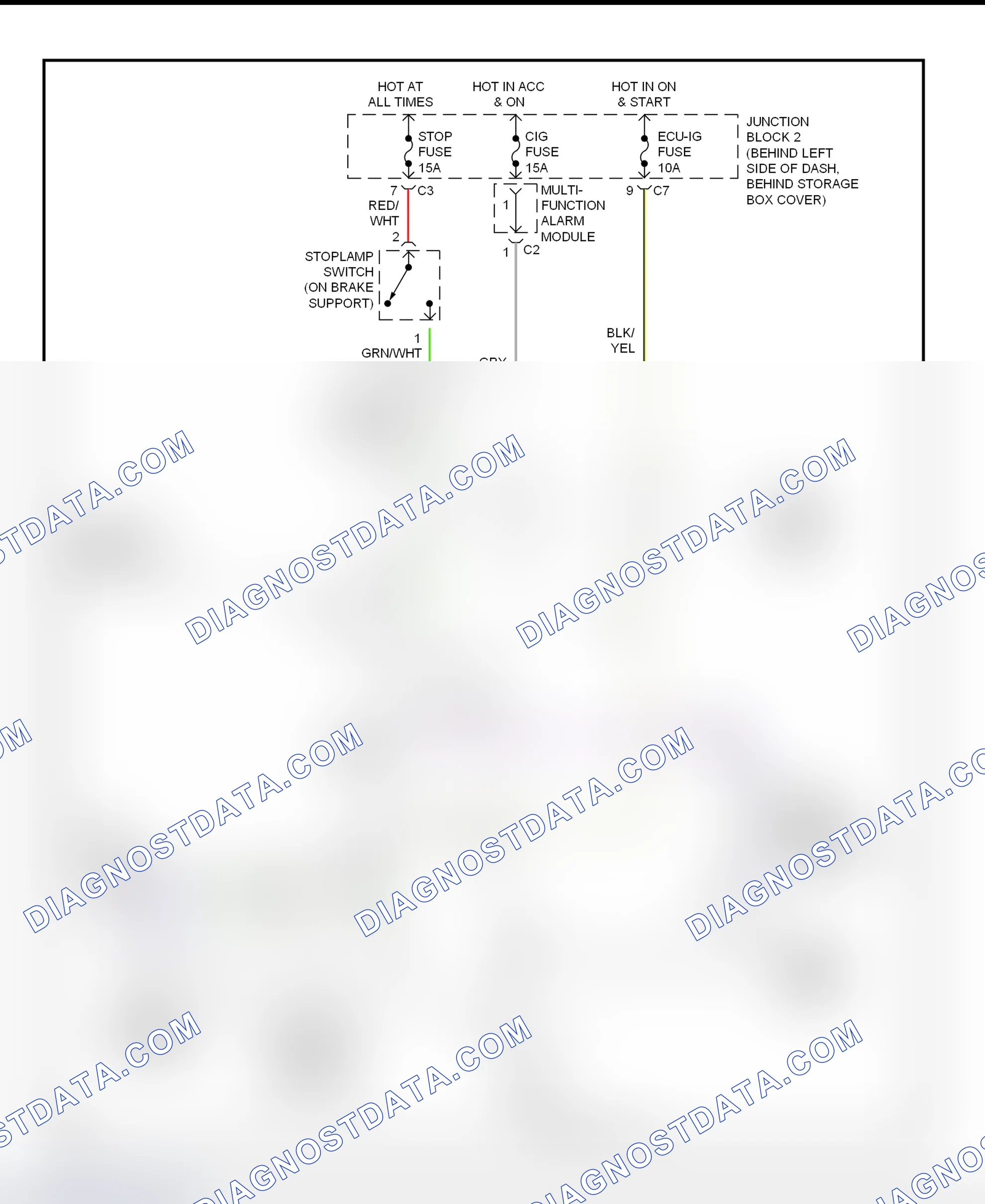 Fig. 48: Shift Interlock System Wiring Diagram (Prizm)