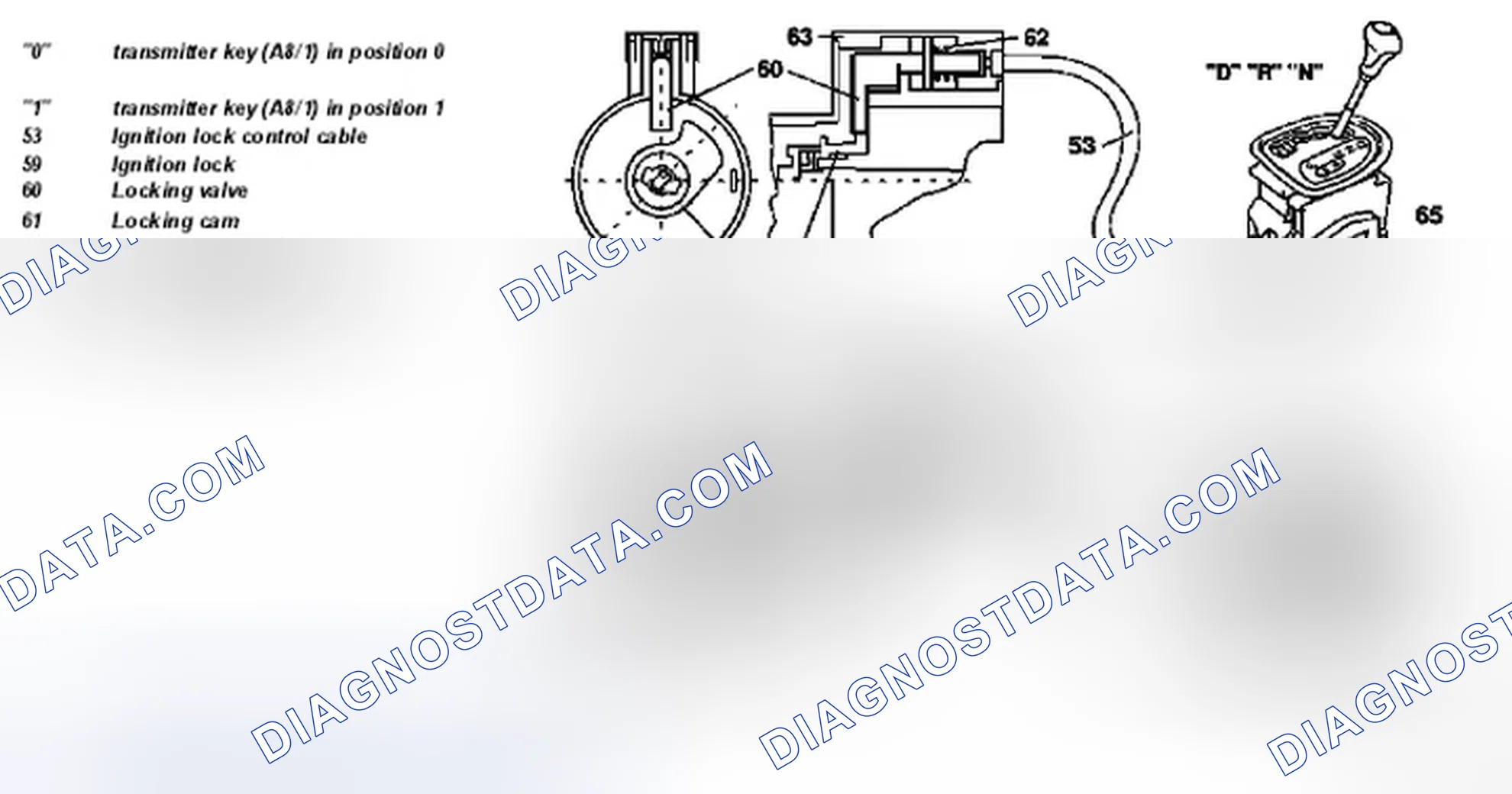 Scheme 102: Identifying Ignition Lock Interlock - Shown On Floor Shift In Models 215, 220