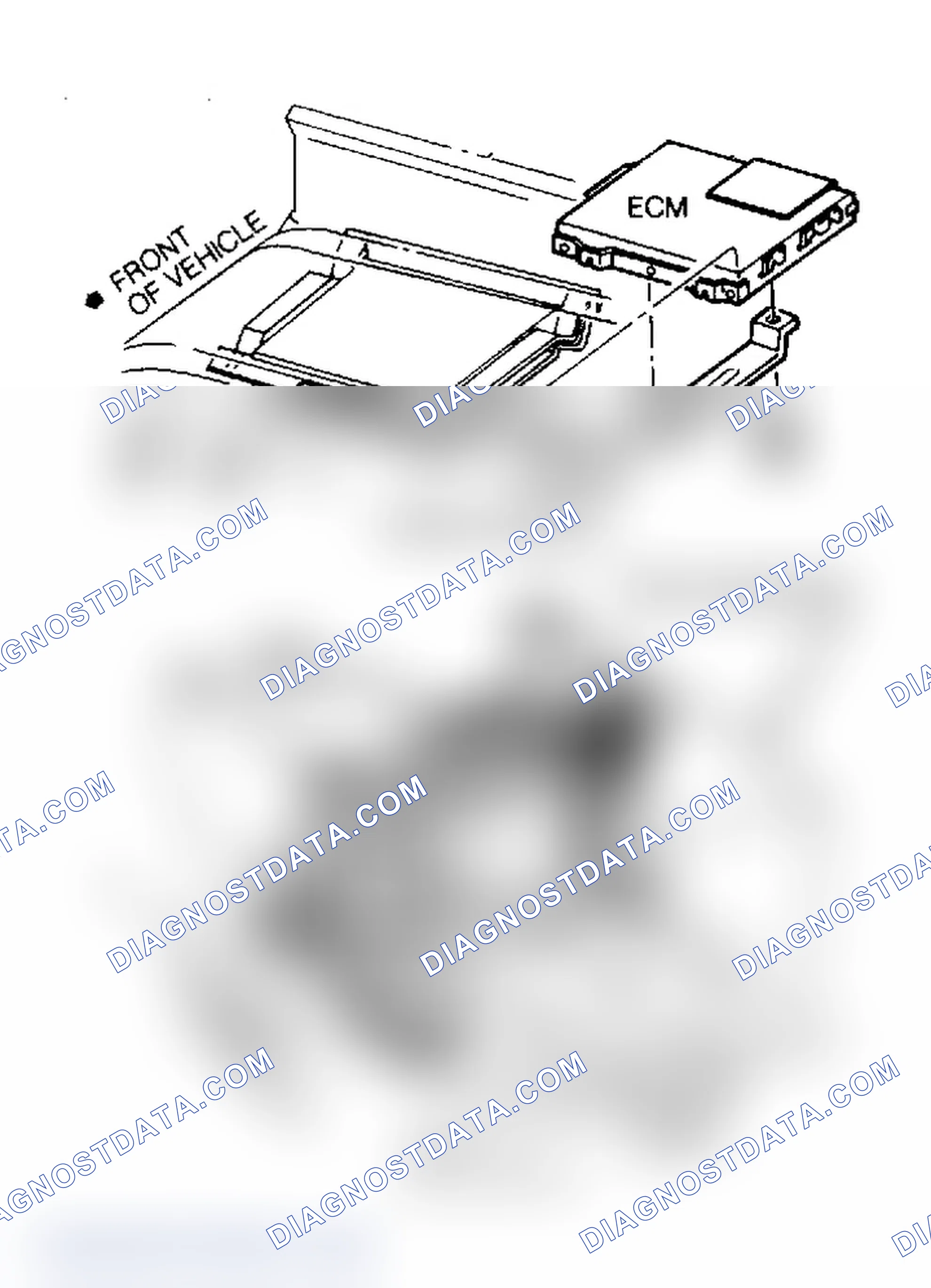 Scheme 52: ECM Location. ECM is located under right side of dash on pickup models and under driver's seat on van models.