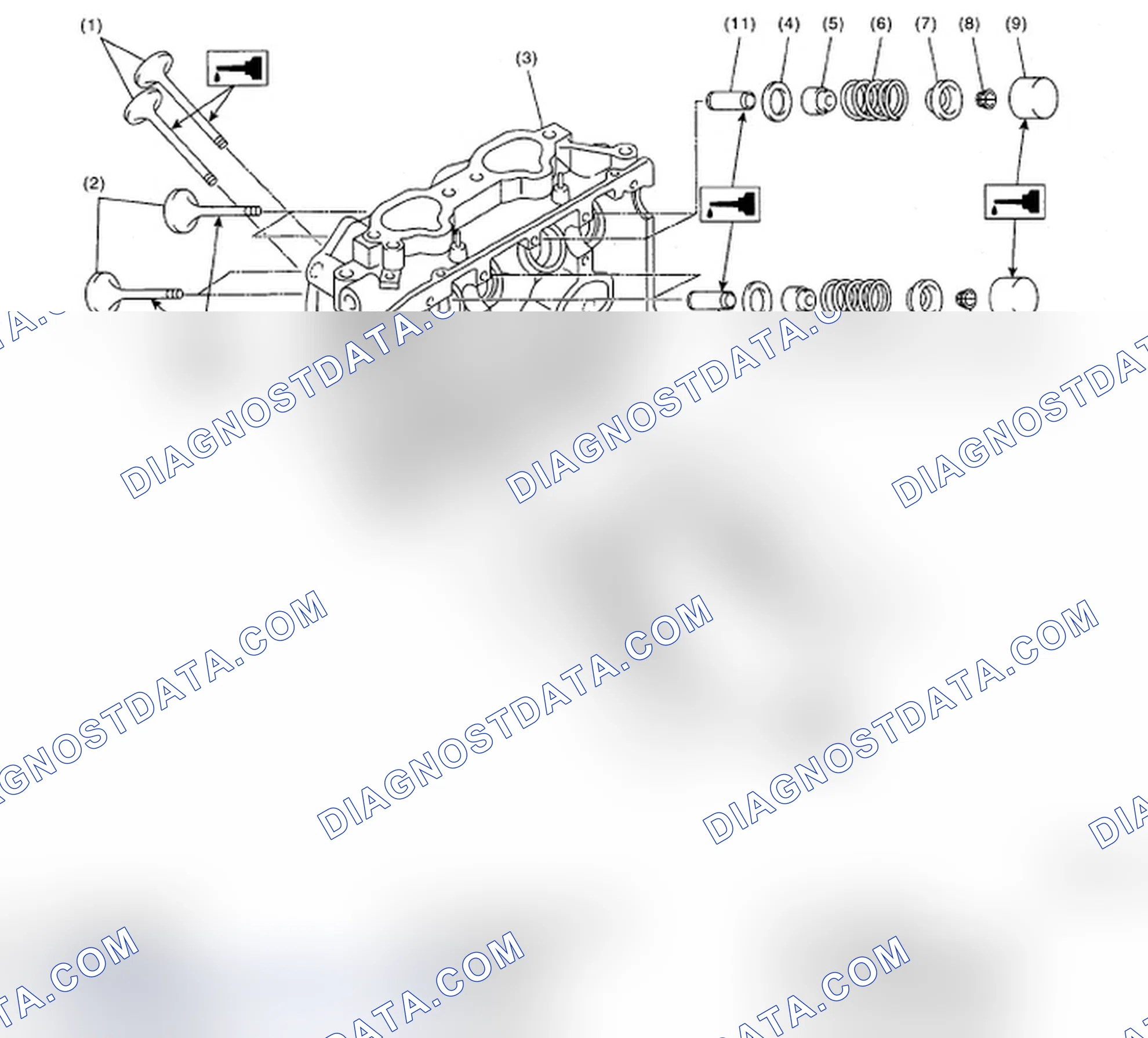 Fig. 136: Exploded View Of Cylinder Head Components
