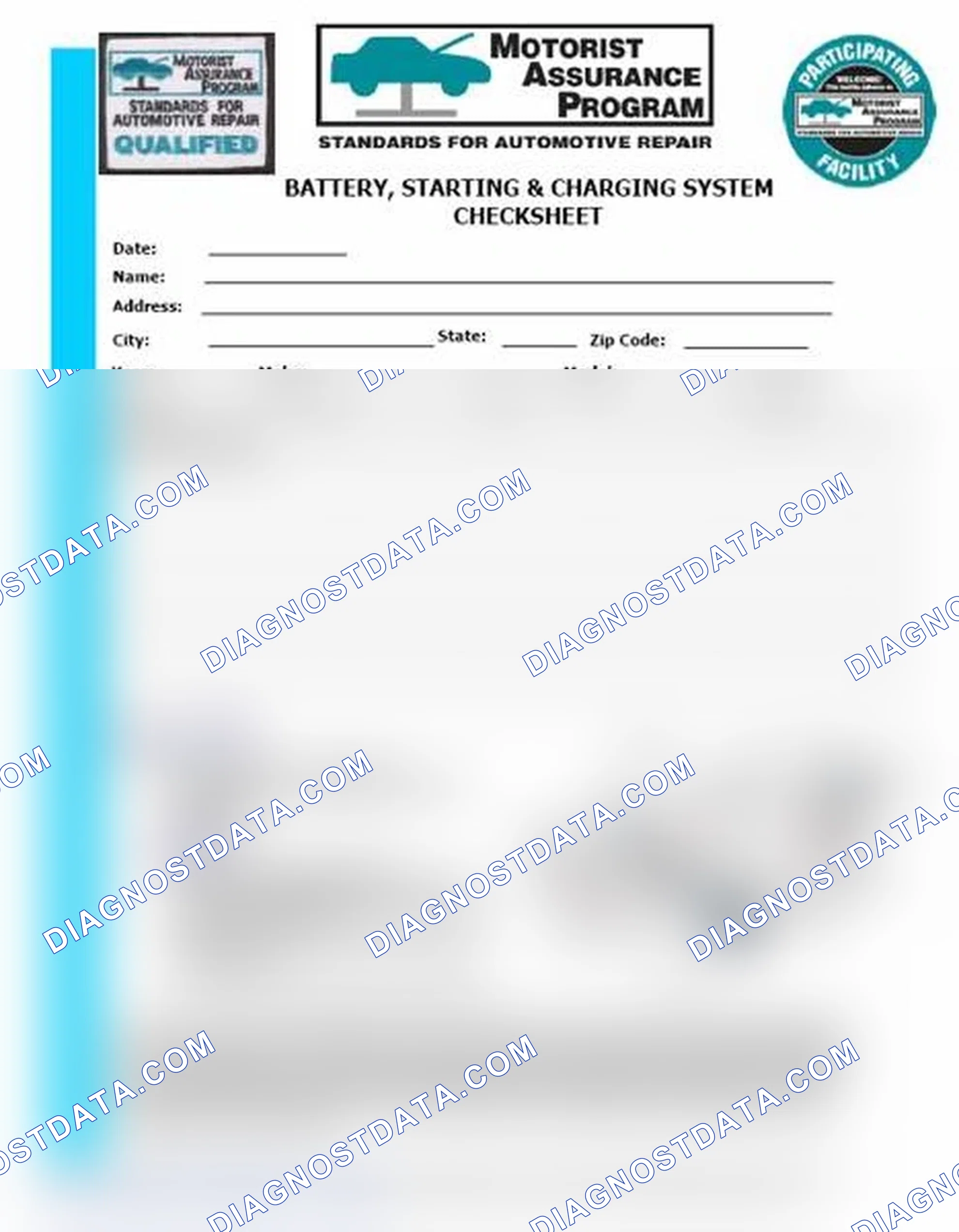 Scheme 3: Battery, Starting & Charging System Checksheet (1 Of 2)