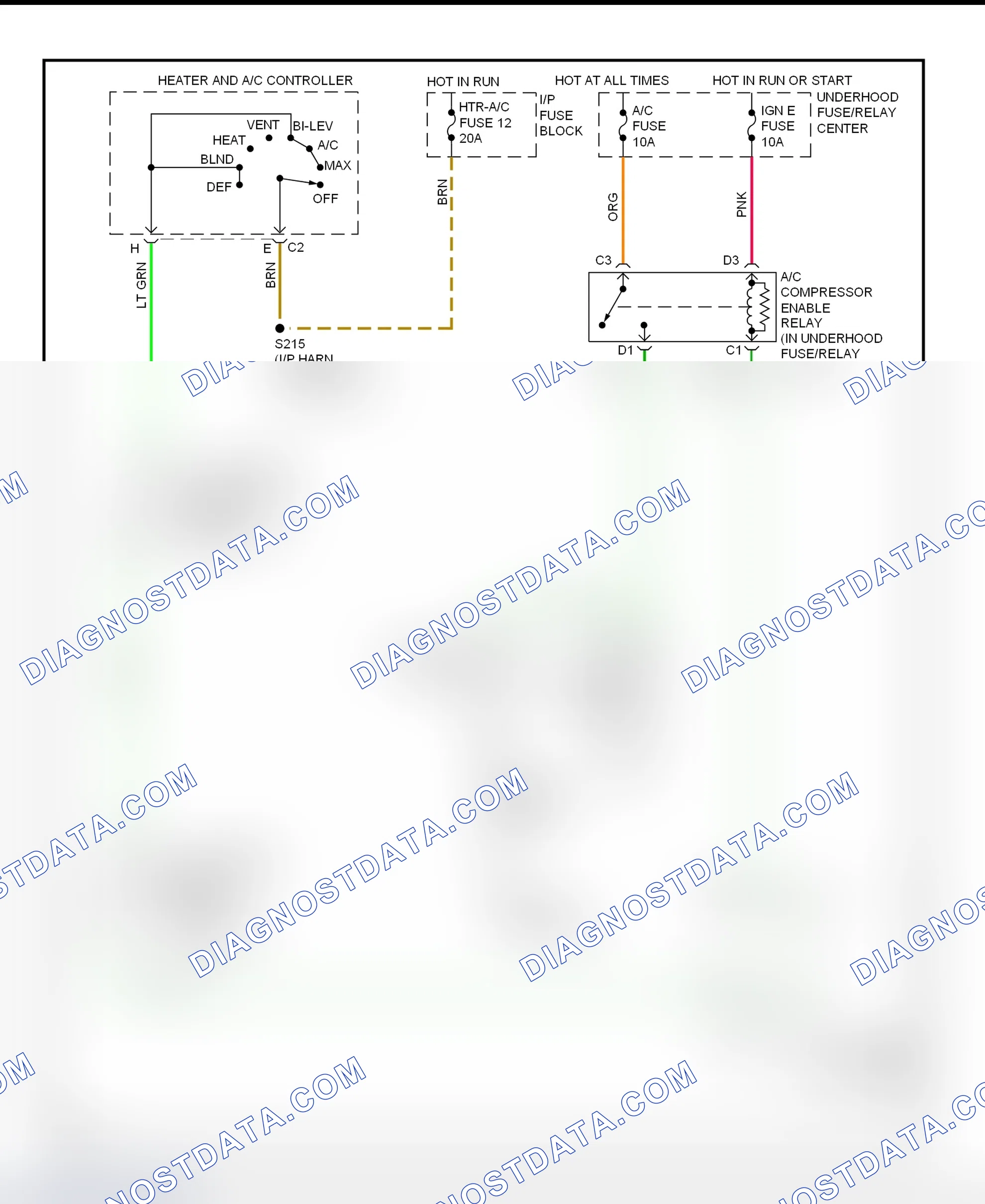 Scheme 17: A/C Compressor Clutch Control Circuit Wiring Diagram ("G" 2500/3500, Express & Savana - Diesel Engine)