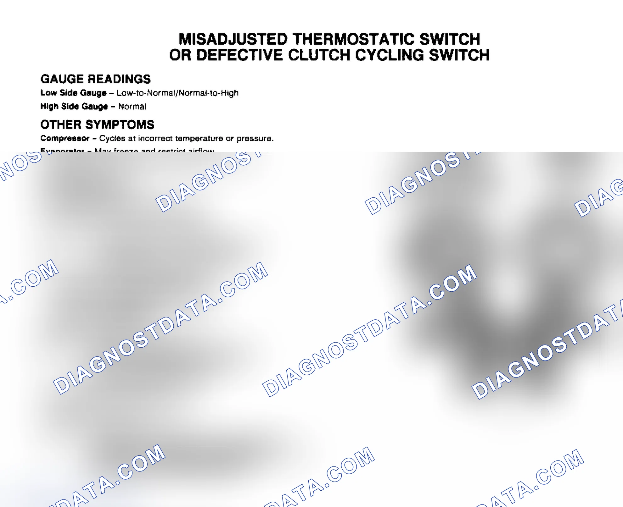 Scheme 5: Misadjusted Thermostatic Switch or Defective Clutch Cycling Switch Gauge Indications