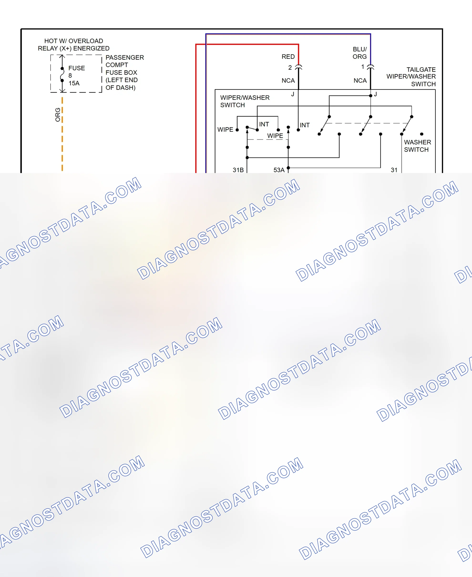 Fig. 14: Rear Wiper/Washer System Wiring Diagram (S90 & V90)