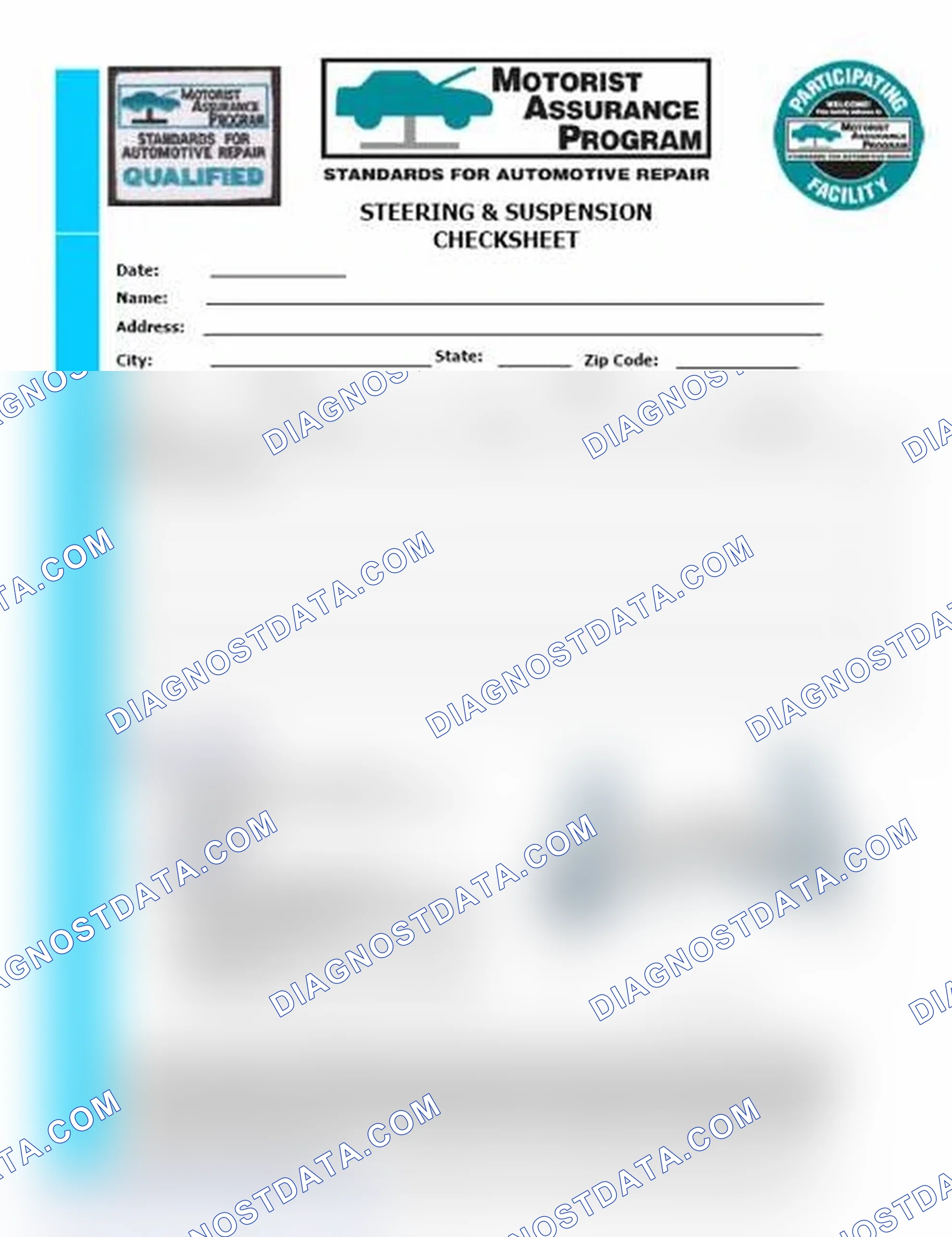 Scheme 11: Steering & Suspension Checksheet (1 Of 2)