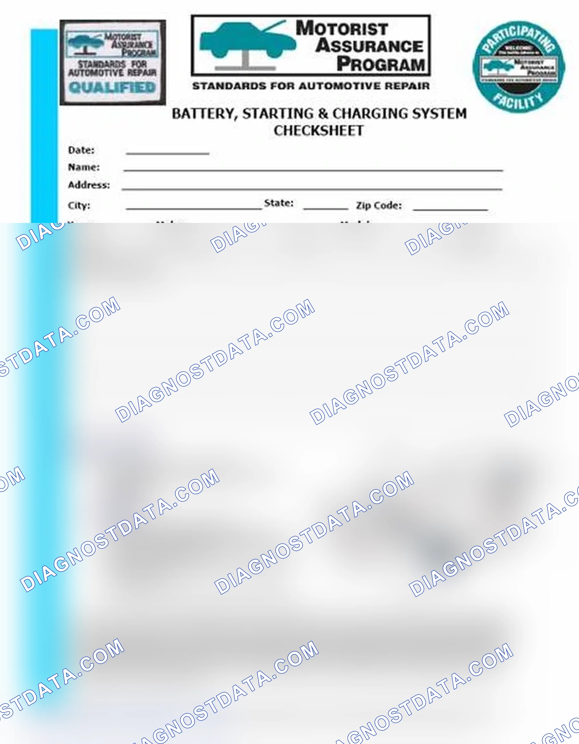 Scheme 3: Battery, Starting & Charging System Checksheet (1 Of 2)