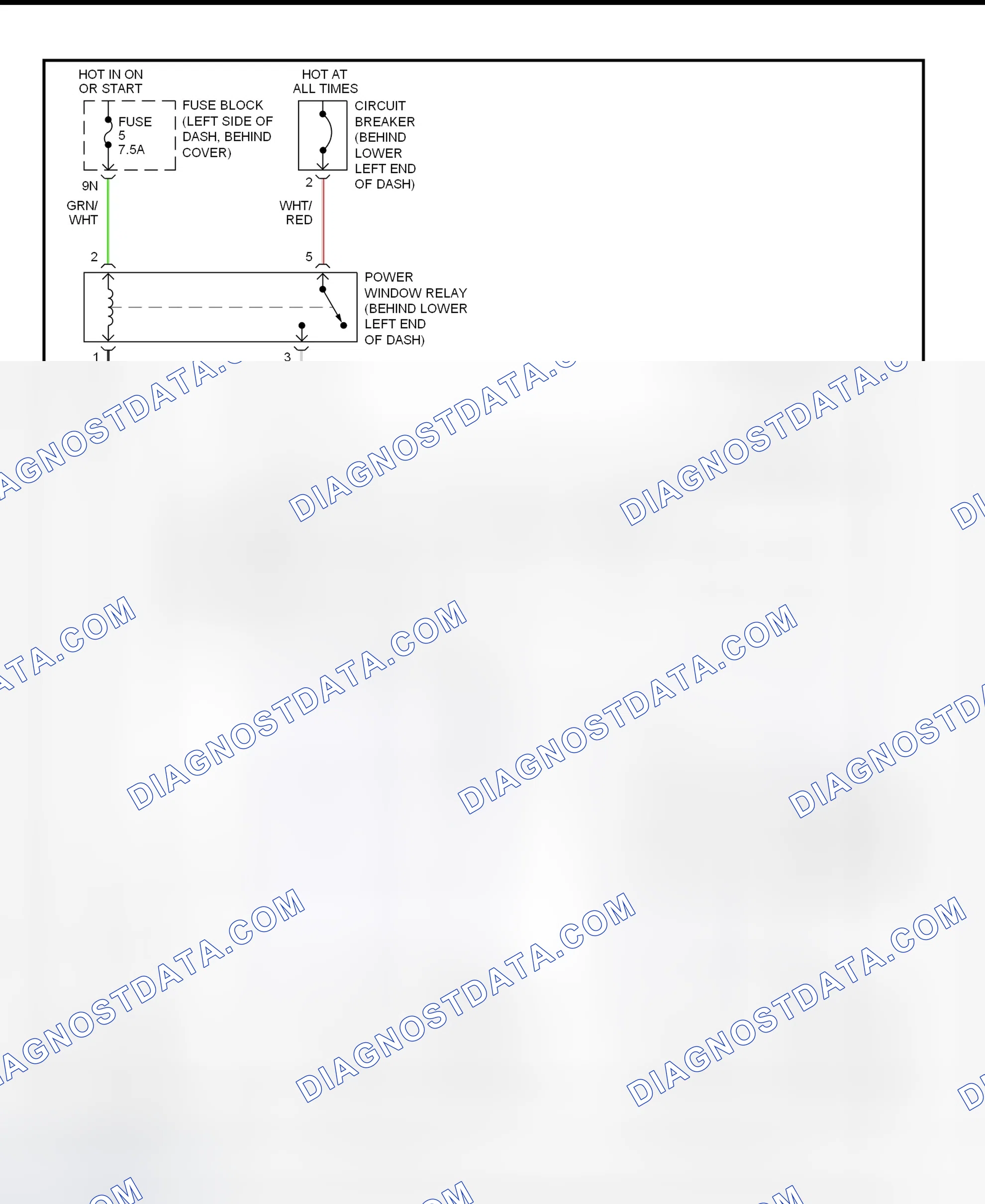 Fig. 2: Power Window System Wiring Diagram (Frontier Except Crew Cab)