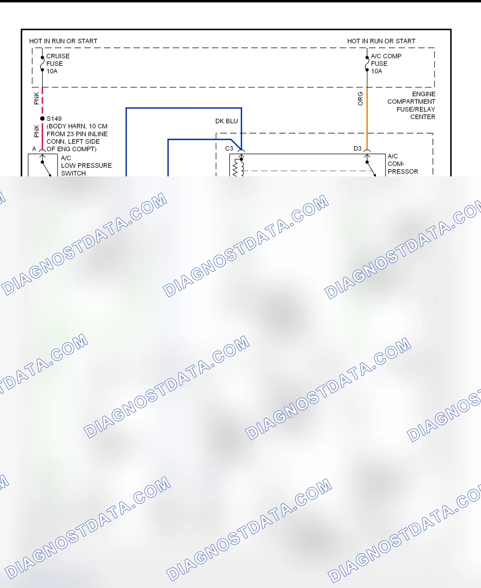 Scheme 54: A/C Compressor Clutch Control Circuit Wiring Diagram (2000 Eldorado)