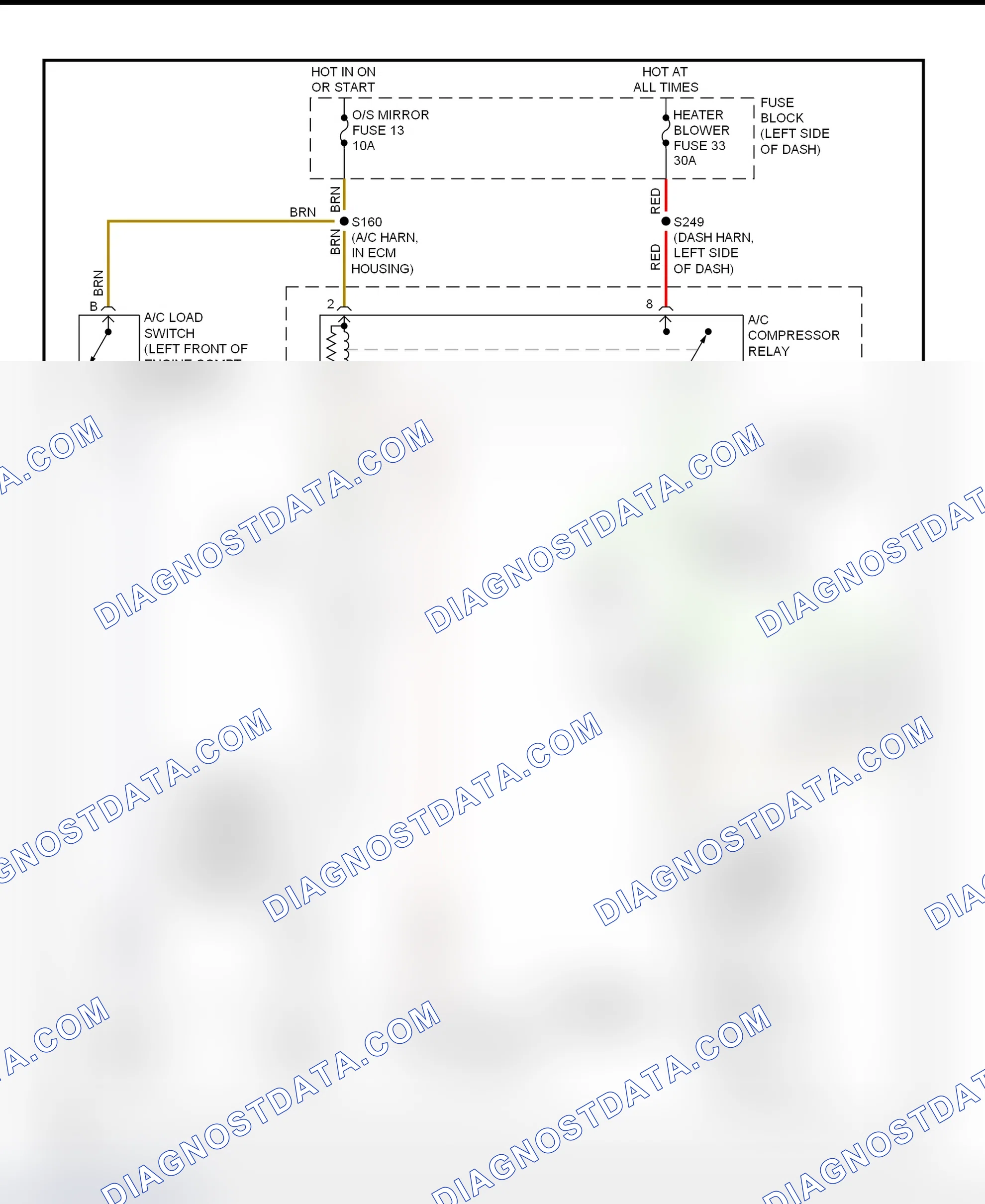 Scheme 14: A/C Compressor Clutch Control Circuit Wiring Diagram (2000-01 Catera)