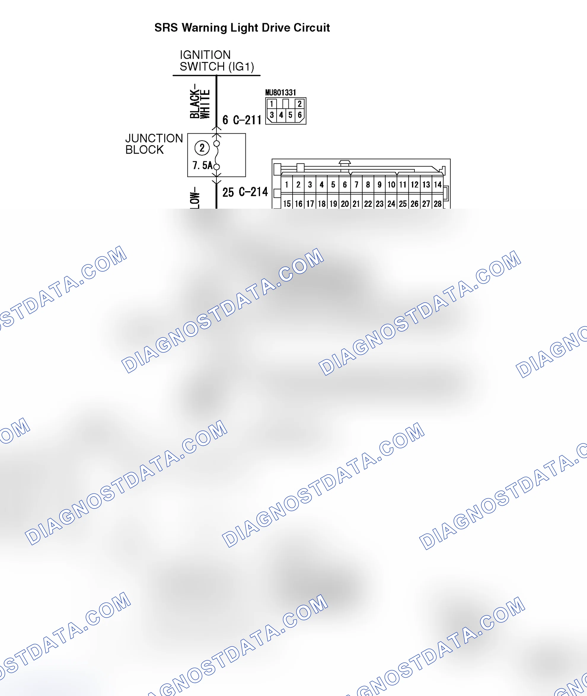 Scheme 463: DTC 44: SRS Warning Light Drive Circuit System Fault 2
