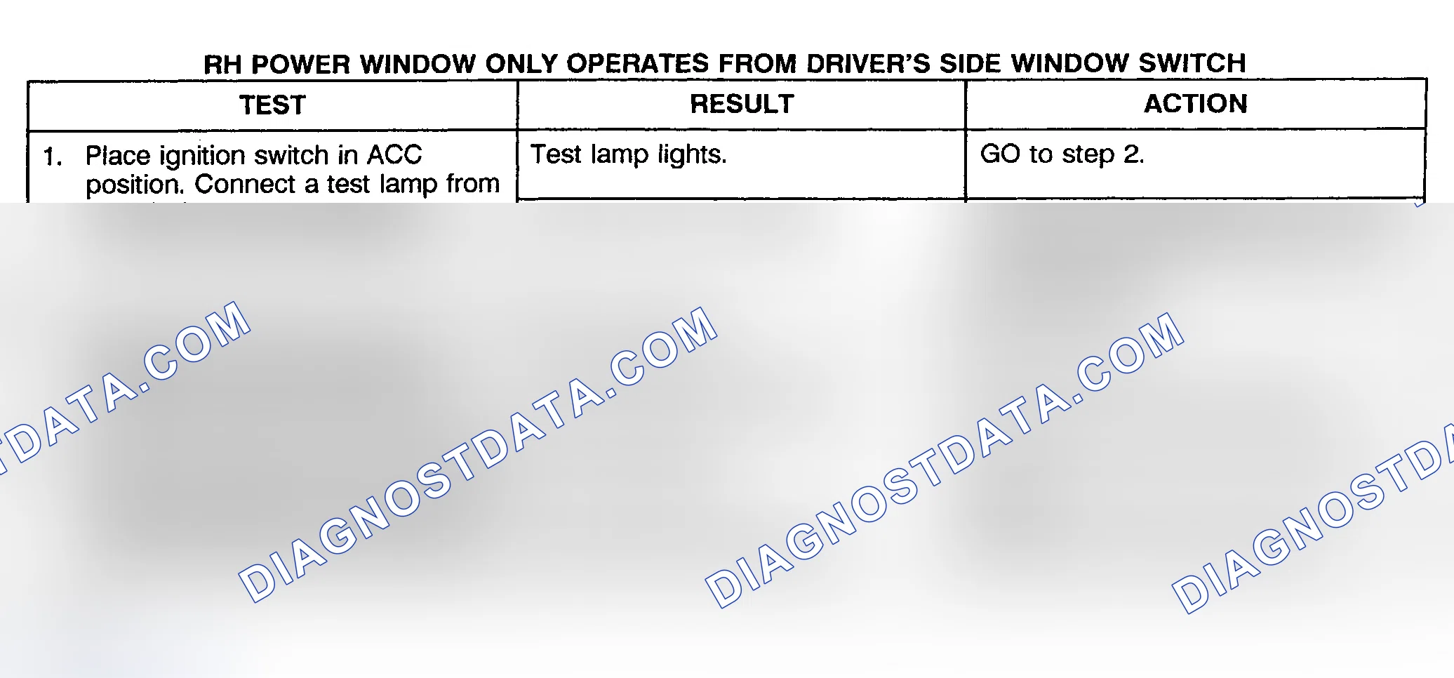 Scheme 13: TEST C: POWER WINDOW RIGHT ONLY OPERATES FROM DRIVER'S SIDE WINDOW SWITCH - PICKUP