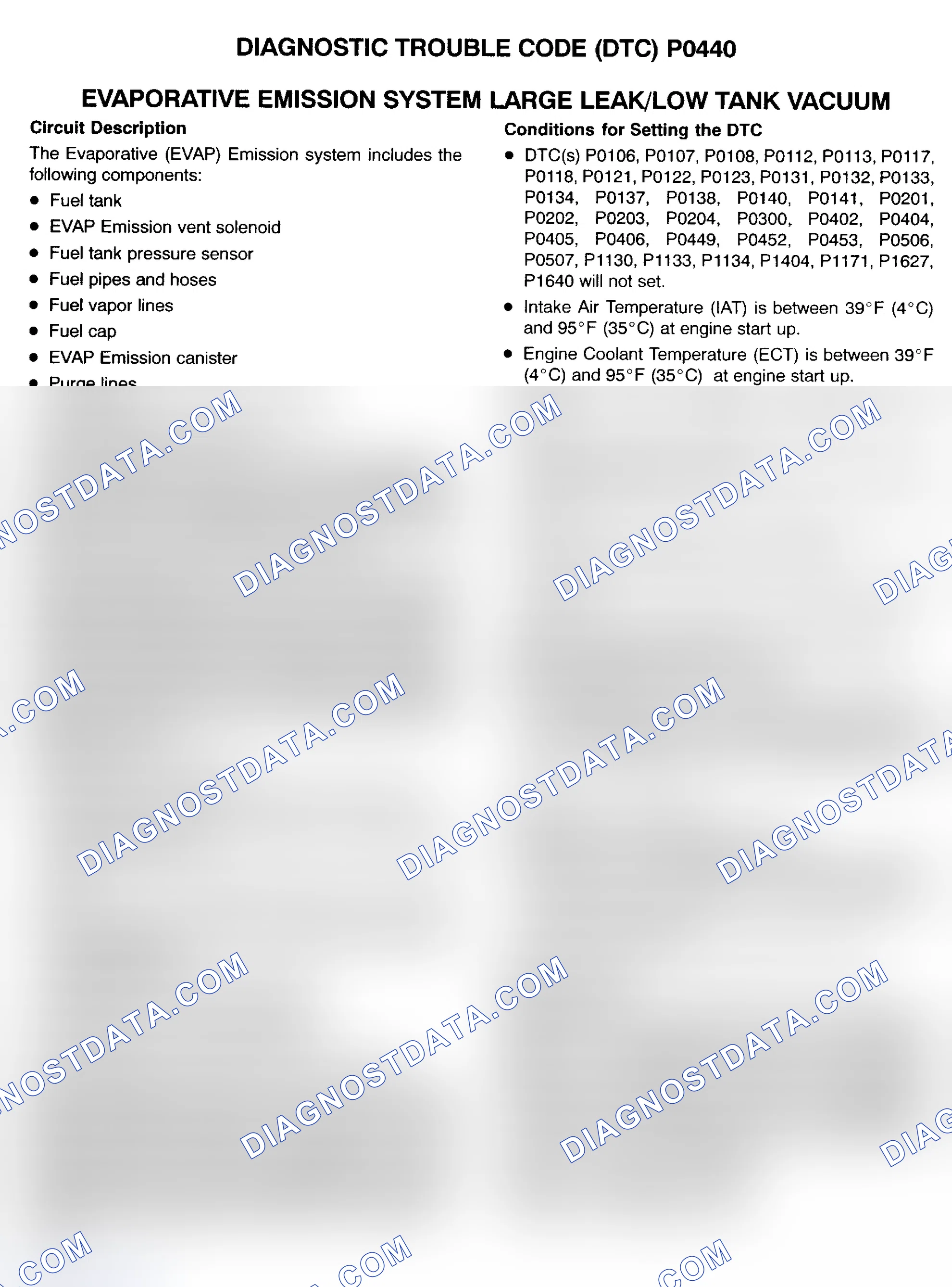 Scheme 157: DTC P0440: EVAPORATIVE EMISSION SYSTEM LARGE LEAK/LOW TANK VACUUM