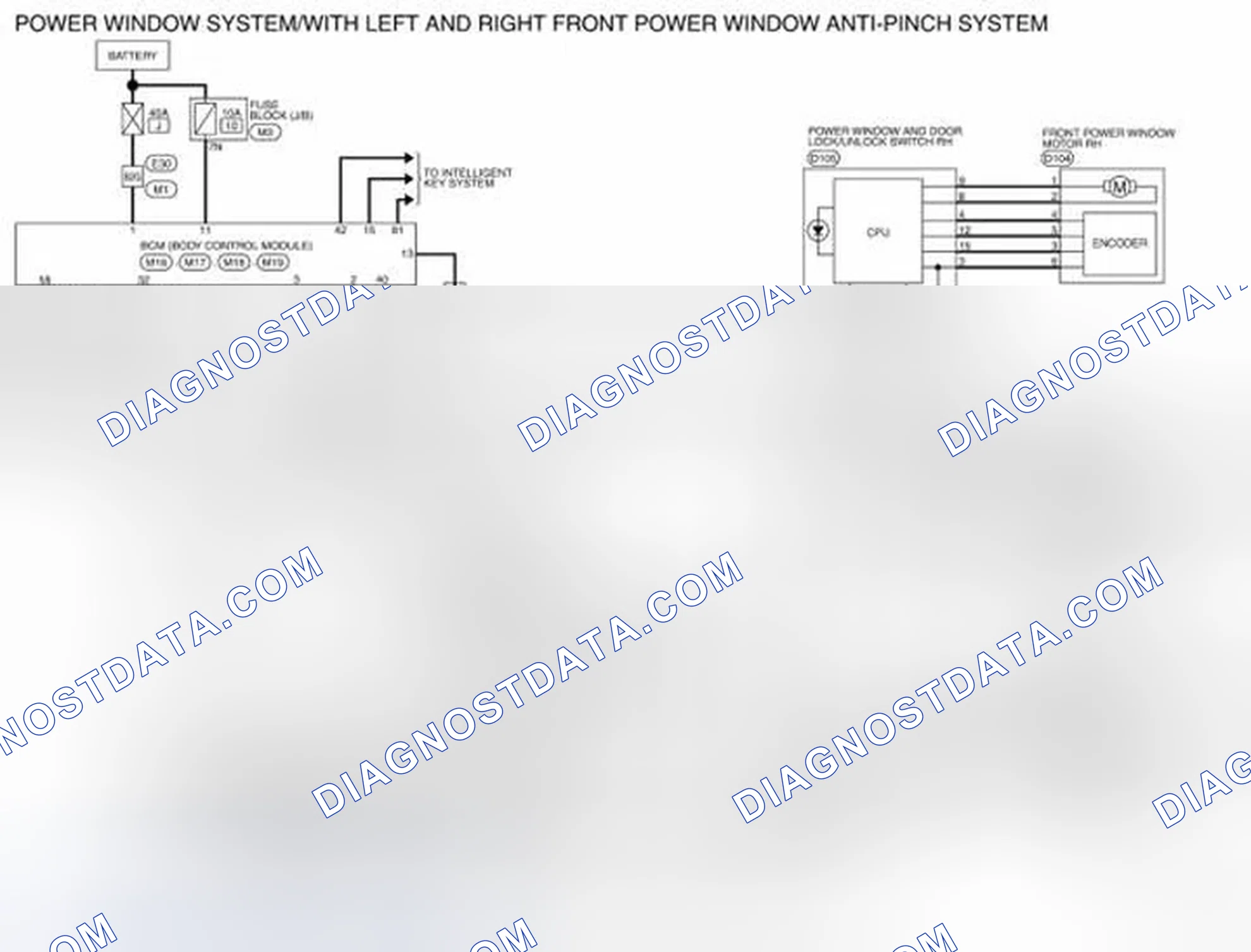 Scheme 17: Wiring Diagram - Power Window System/With Left And Right Front Window Anti-Punch System