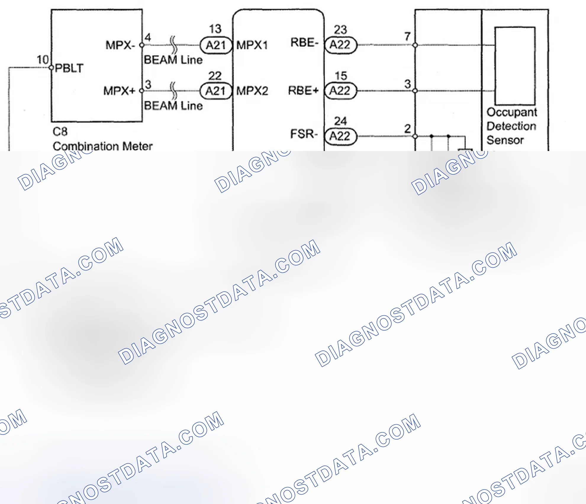 Fig. 28: Front Passenger Side Seat Belt Warning Light - Wiring Diagram