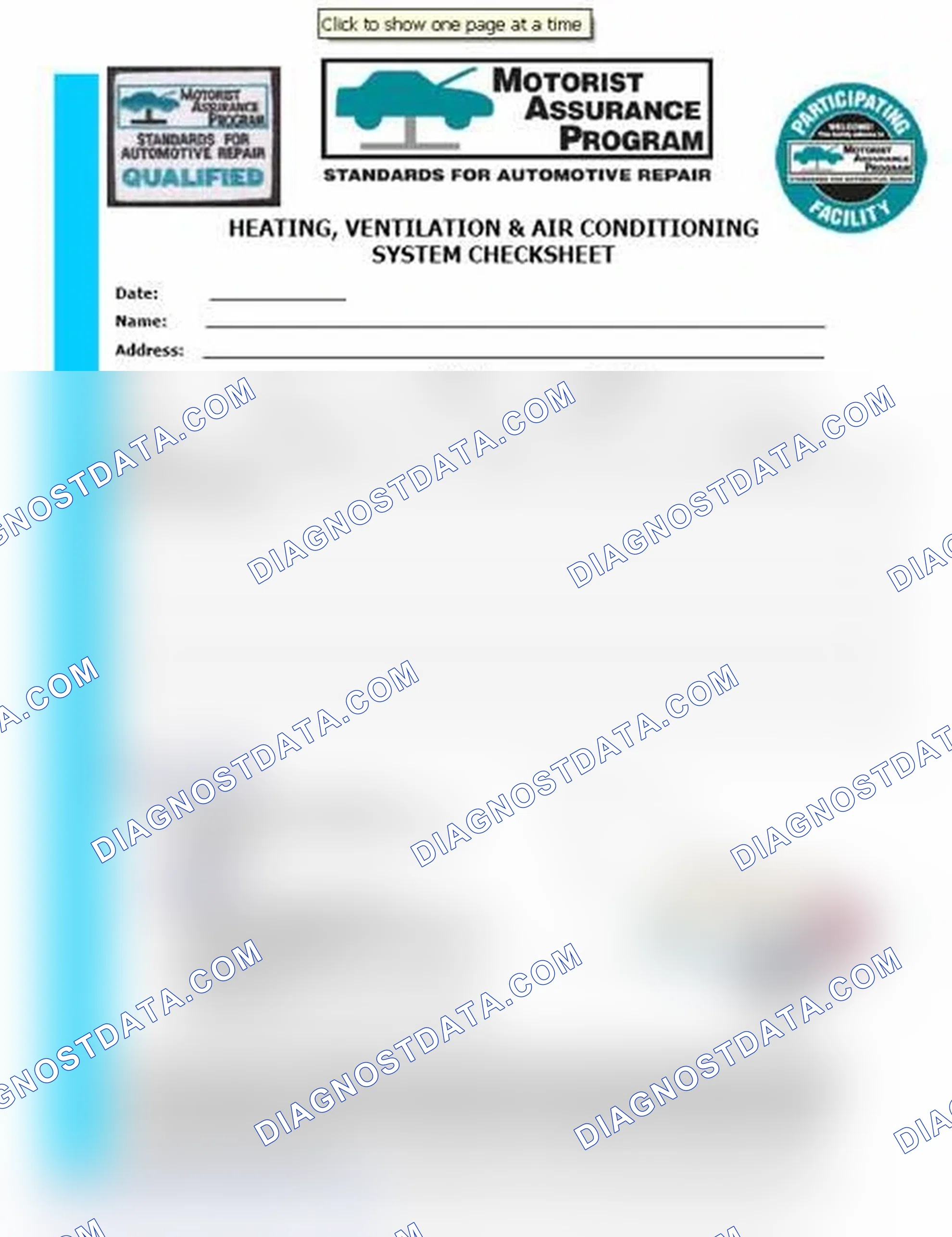 Scheme 15: Heating, Ventilation & Air Conditioning System Checksheet (1 Of 2)