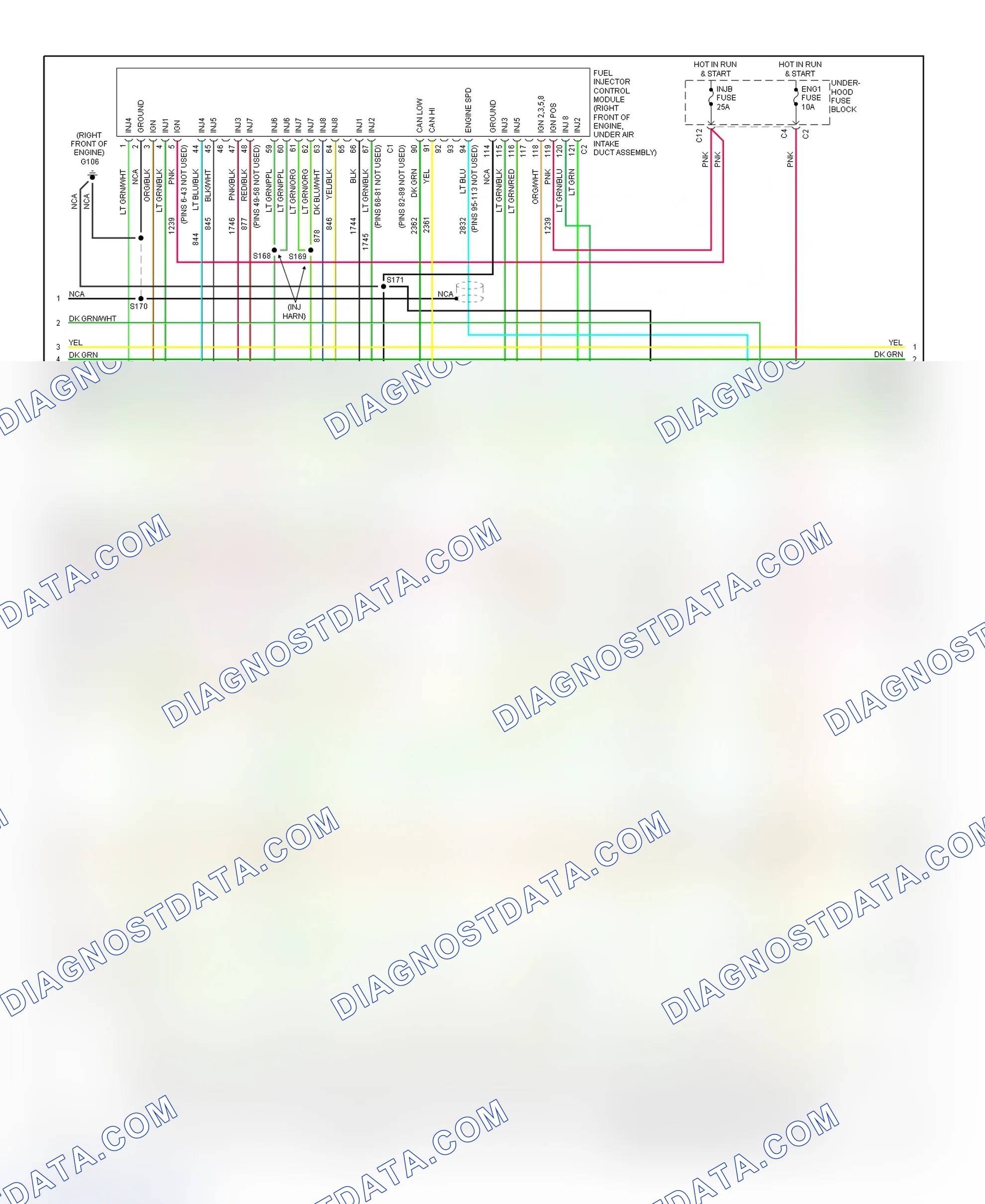 Scheme 62: PCM Wiring Diagram (Sierra & Silverado - 6.6L - Except California - 3 Of 4)