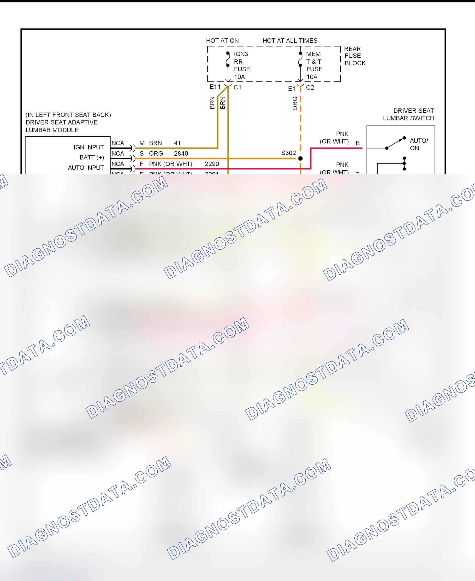 Scheme 23: Power Lumbar Seats Wiring Diagram (Seville - With Automatic Contour Lumbar)