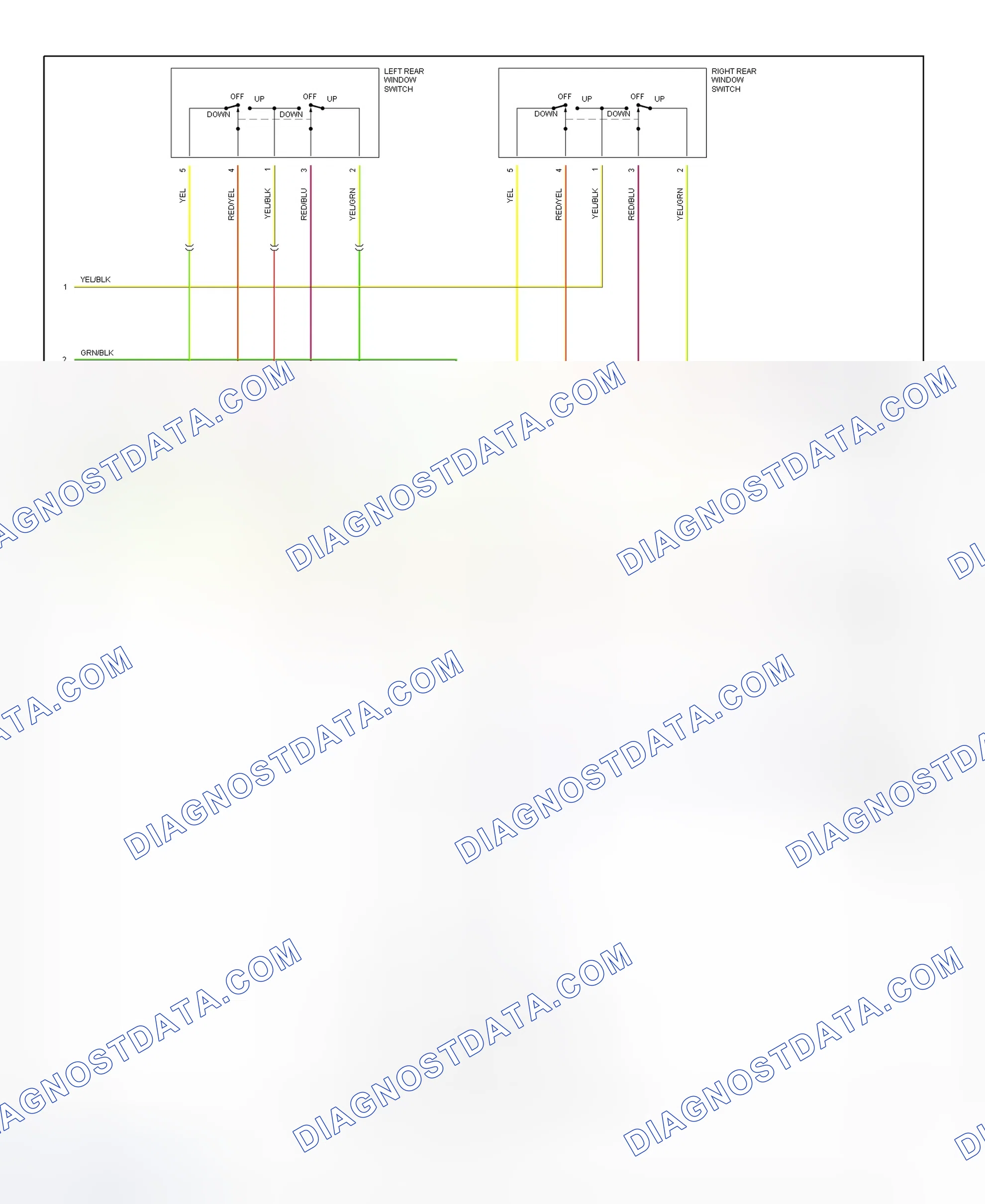 Fig. 11: Power Window System Wiring Diagram (1999-2000 Civic - 2 Of 2)