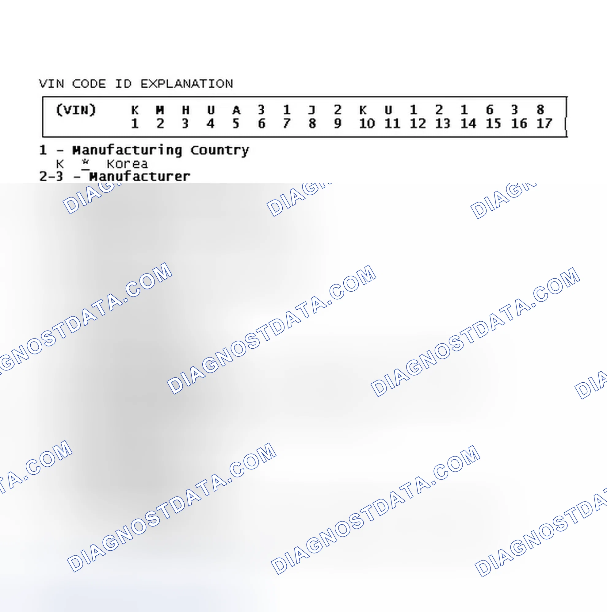 Scheme 4: VIN Code ID Explanation