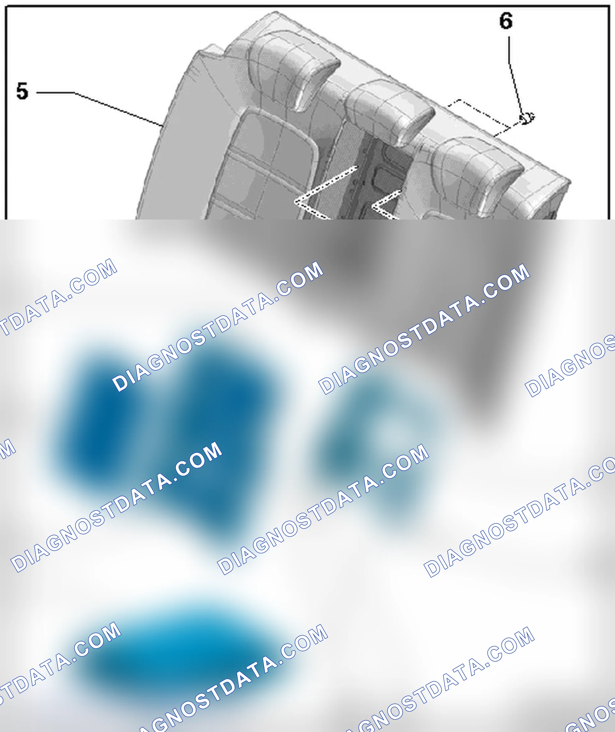 Scheme 109: CENTER ARMREST AND BACKREST COVER WITH TRIM, FIXED REAR SEAT BACKREST OVERVIEW