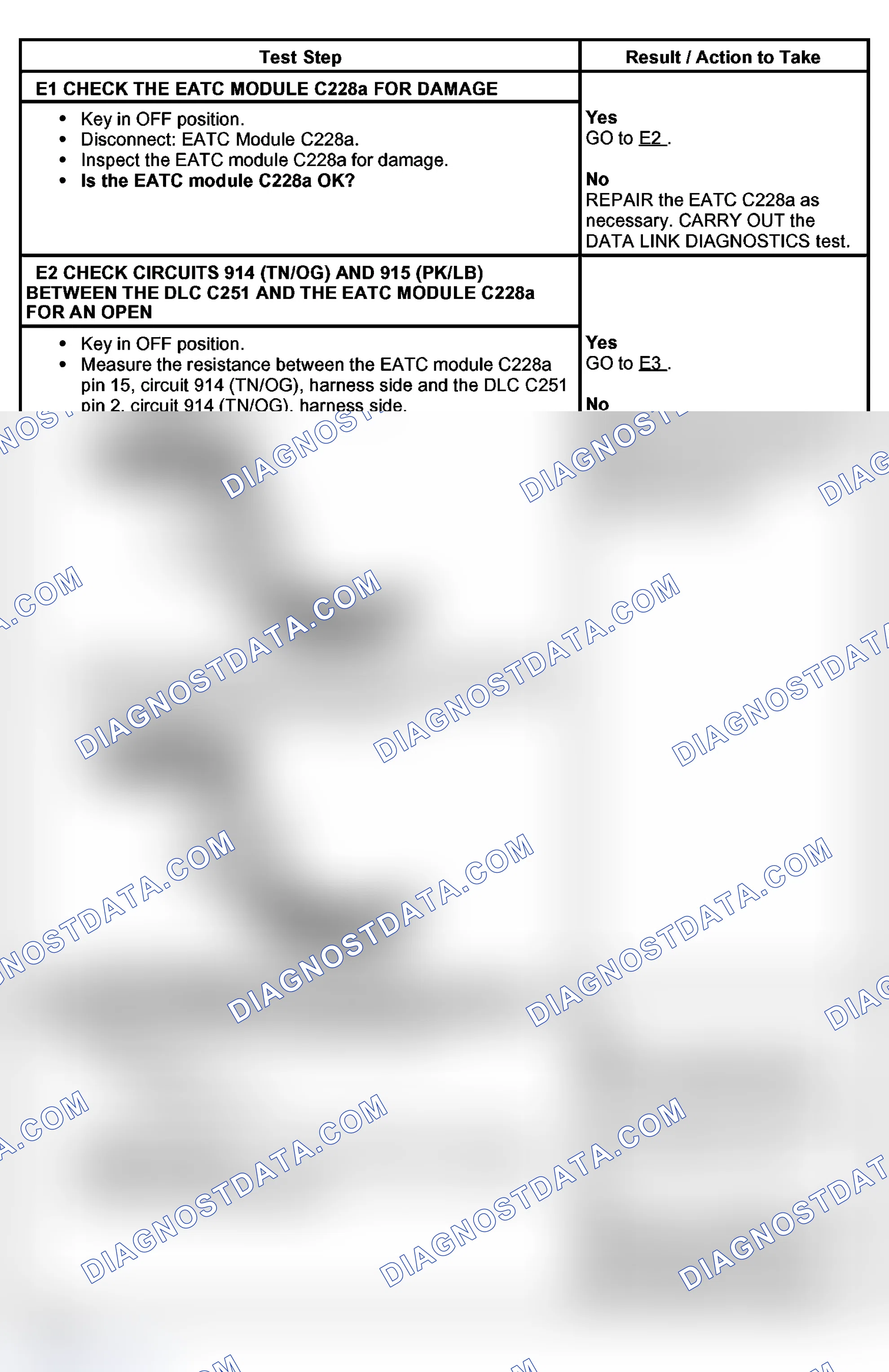 Scheme 11: PINPOINT TEST E: THE ELECTRONIC AUTOMATIC TEMPERATURE CONTROL (EATC) MODULE DOES NOT RESPOND TO THE