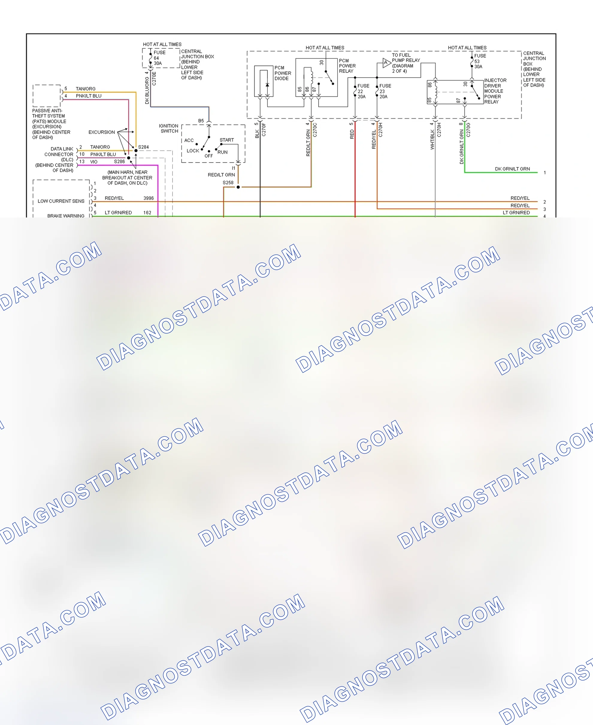 Scheme 76: PCM Wiring Diagram (Excursion & Pickup - F250/F550 Super Duty - 7.3L Turbo Diesel - Except California - 1 Of 4)
