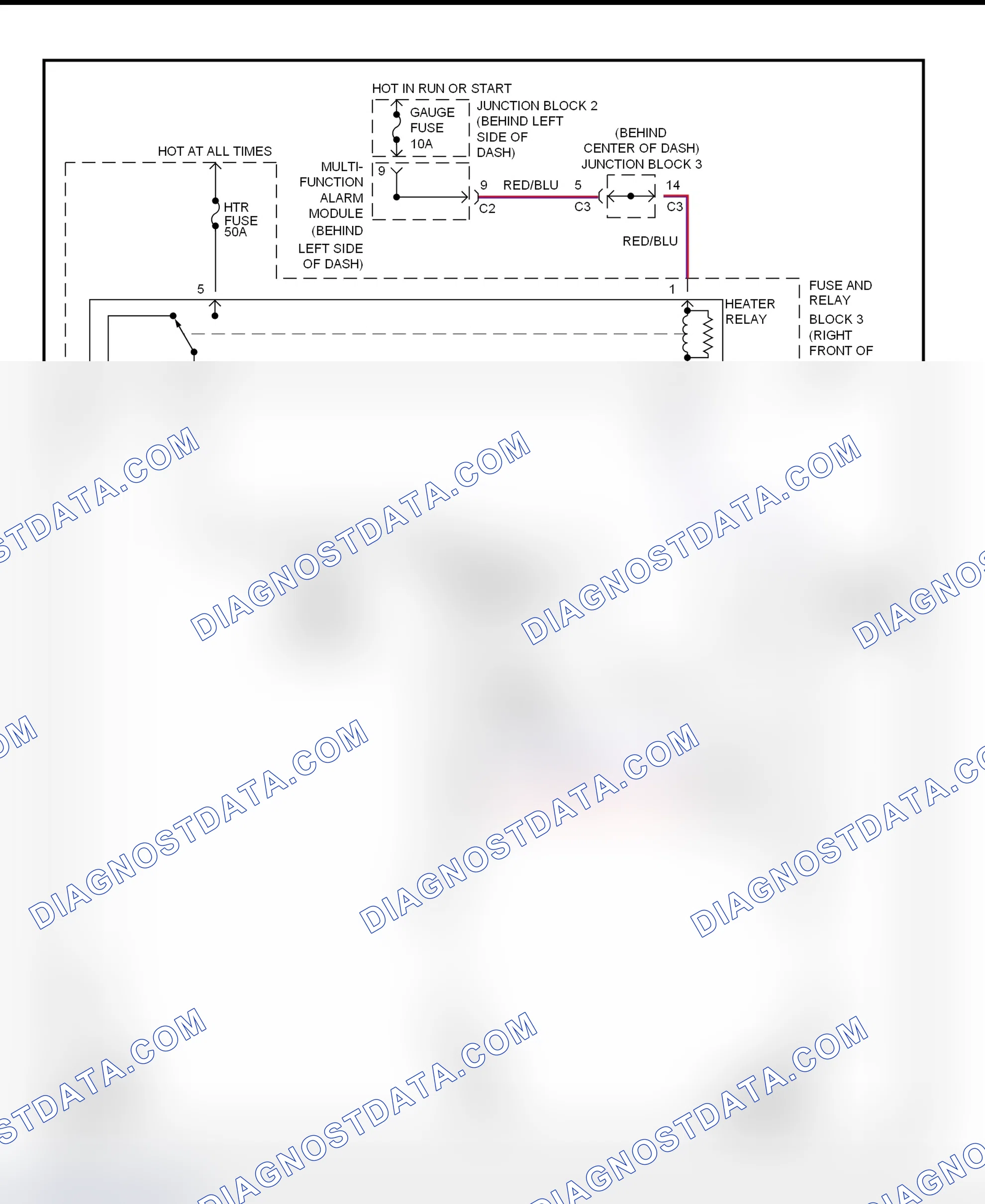Fig. 6: Heater System Wiring Diagram (Prizm)